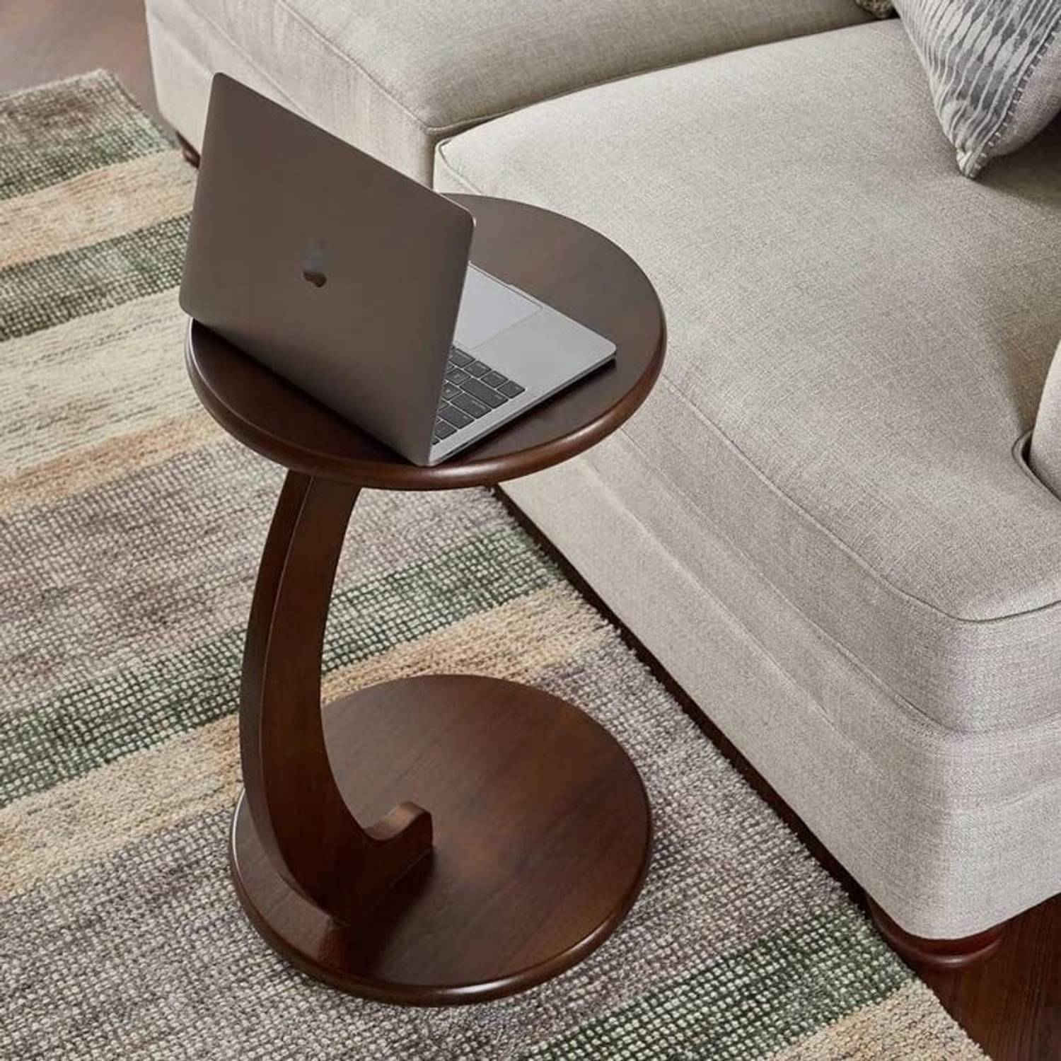 VASIL MART Round -C- Shape Design End Table Bed Side Table Engine