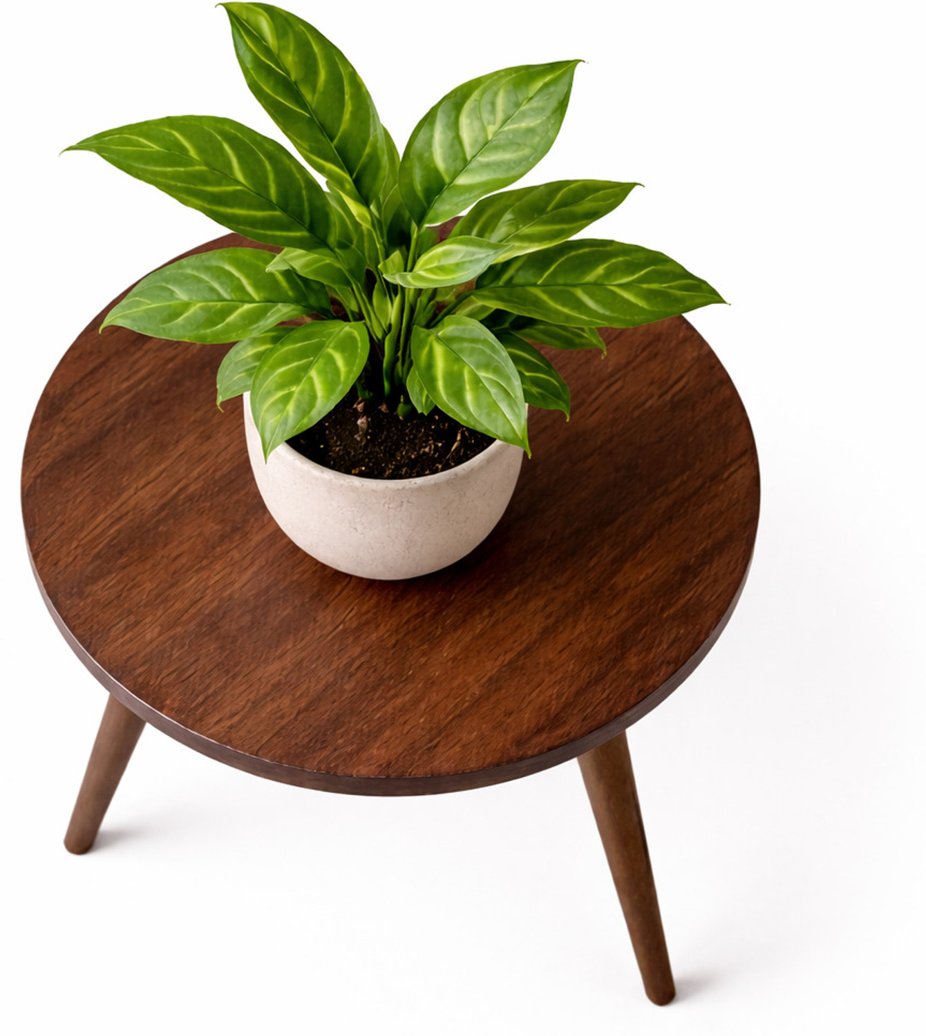 Image of INDCART Small Round End Table MIni Table Side TableFaux Marble Top Solid Wood Side Table Engineered Wood Bedside Table