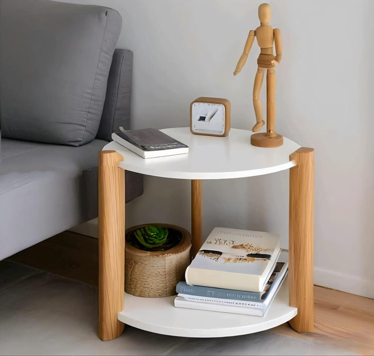 Image of Yookeer Modern Round Side Table, Bed Side Tables for Bed Room Engineered Wood End Table