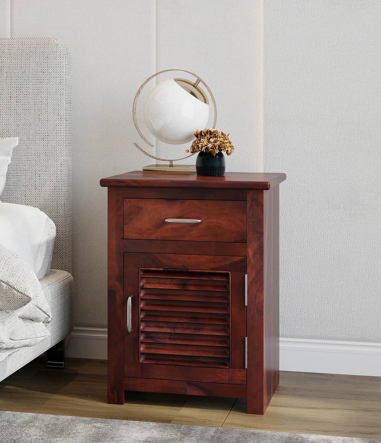 Allie Wood Rosewood (Sheesham) Solid Wood Side Table (Finish Colo
