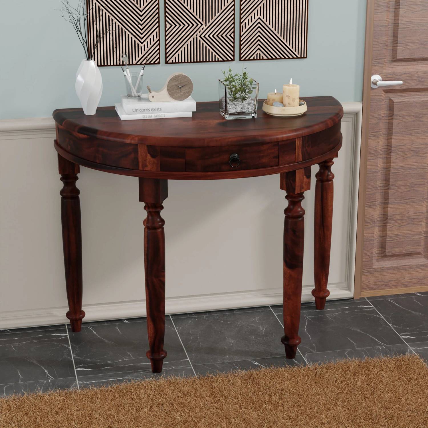 FURNISQUARE Solid Wood Console Table Entryway Table for Home Wood