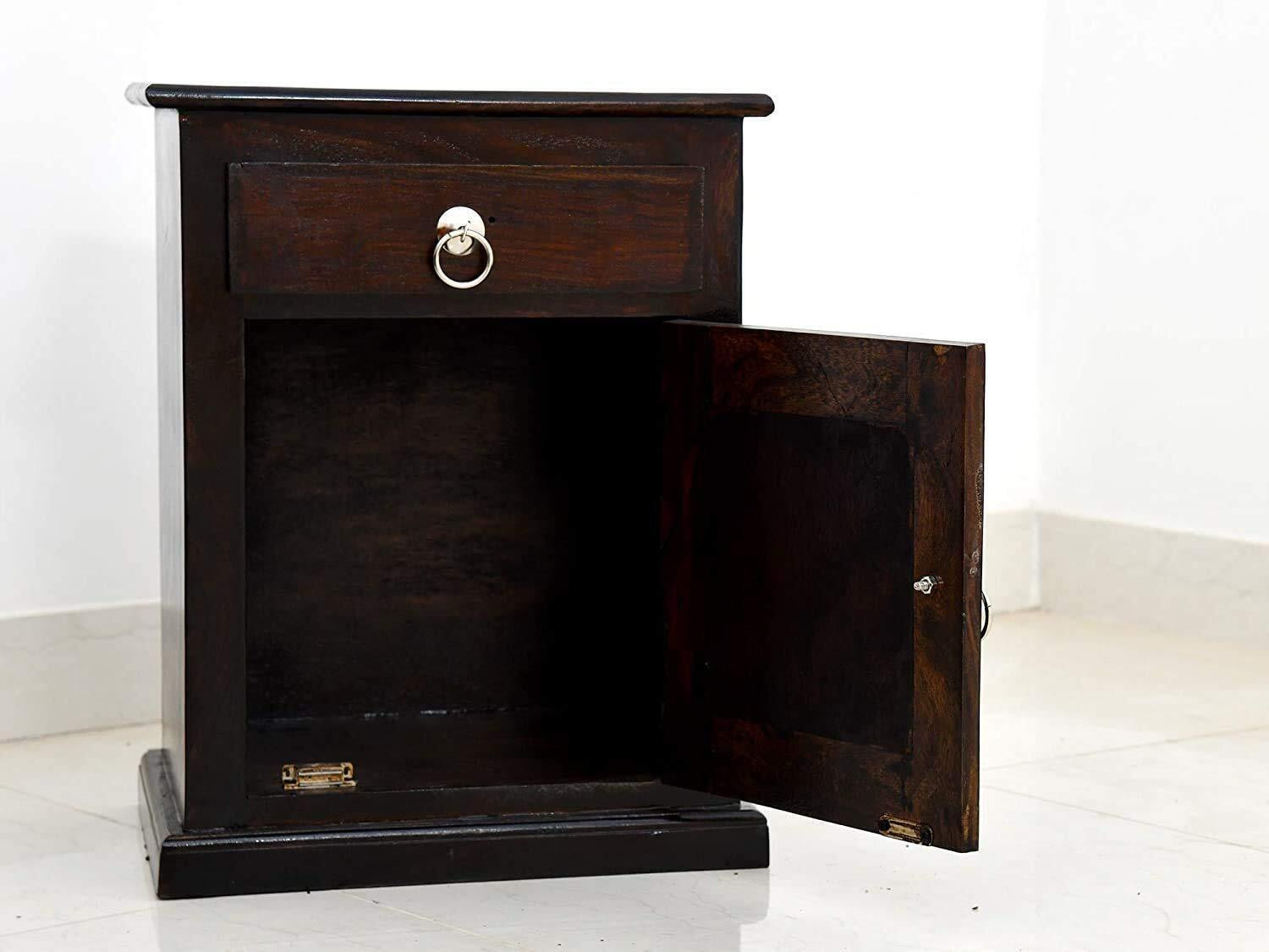 Image of SB Handicrat Wooden Bedside Table with Drawer | Side Table Night Stand End Table Solid Wood Bedside Table