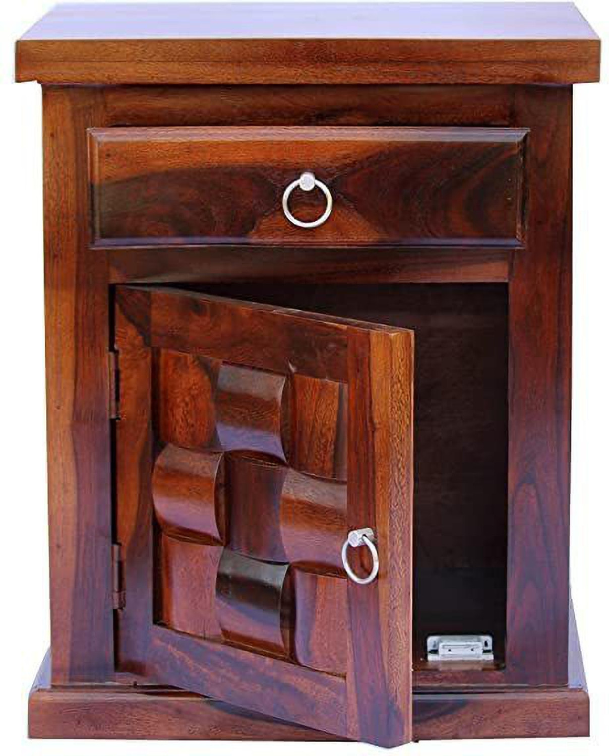 Image of Tannu Craft sheesham wood bedside table Solid wood 2 Drawer Night Lamp side table end Table Solid Wood Bedside Table