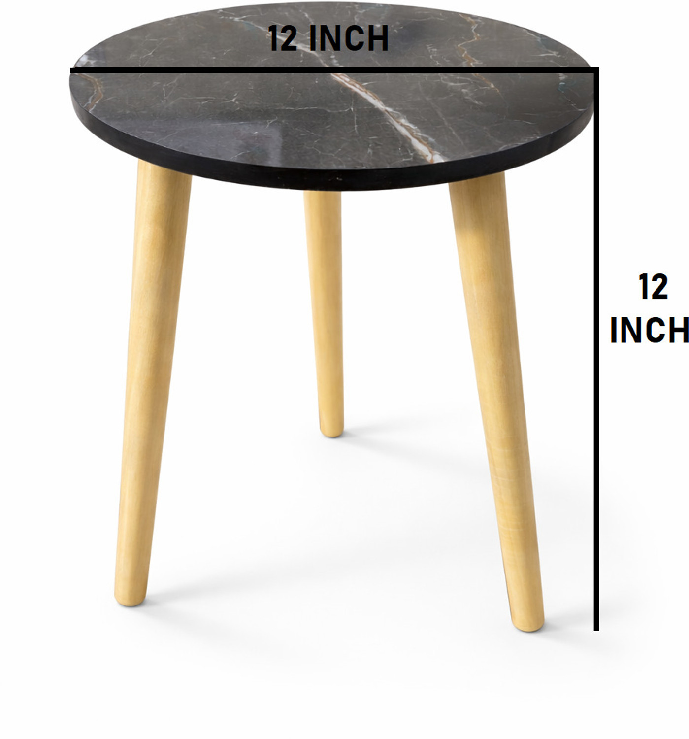 Image of A K Traders Small Round End Table MIni Table Side TableFaux Marble Top Solid Wood Side Table