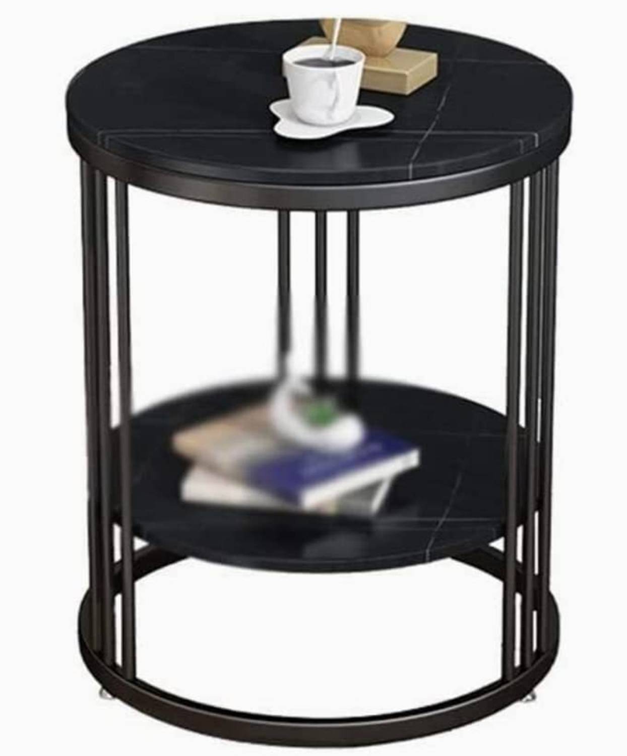BESTQUALITY Round Coffee and Side Accent End Table for Living Room Engineered Wood Side Table