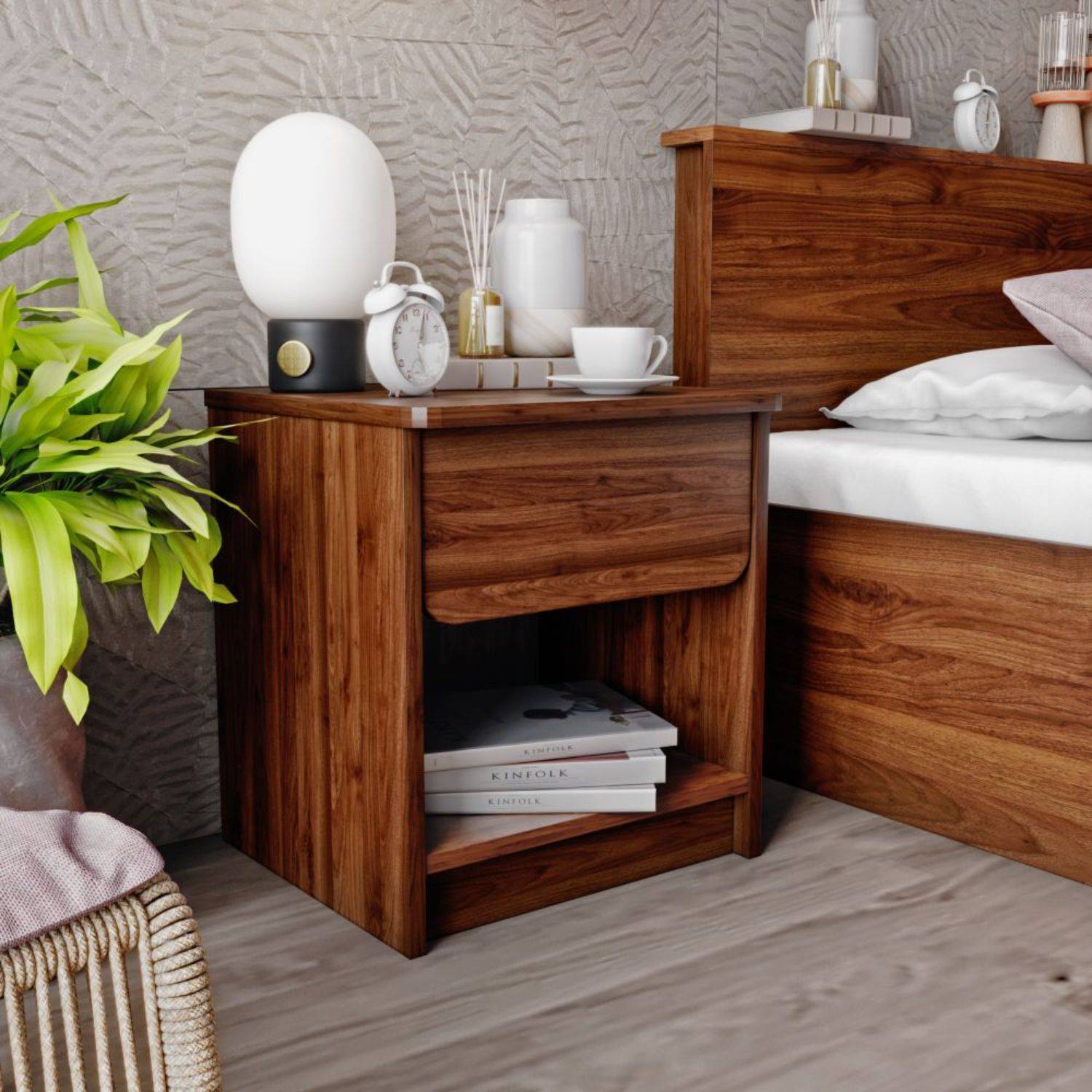 Wakefit Astra Engineered Wood Bedside Table (Finish Color - Colum