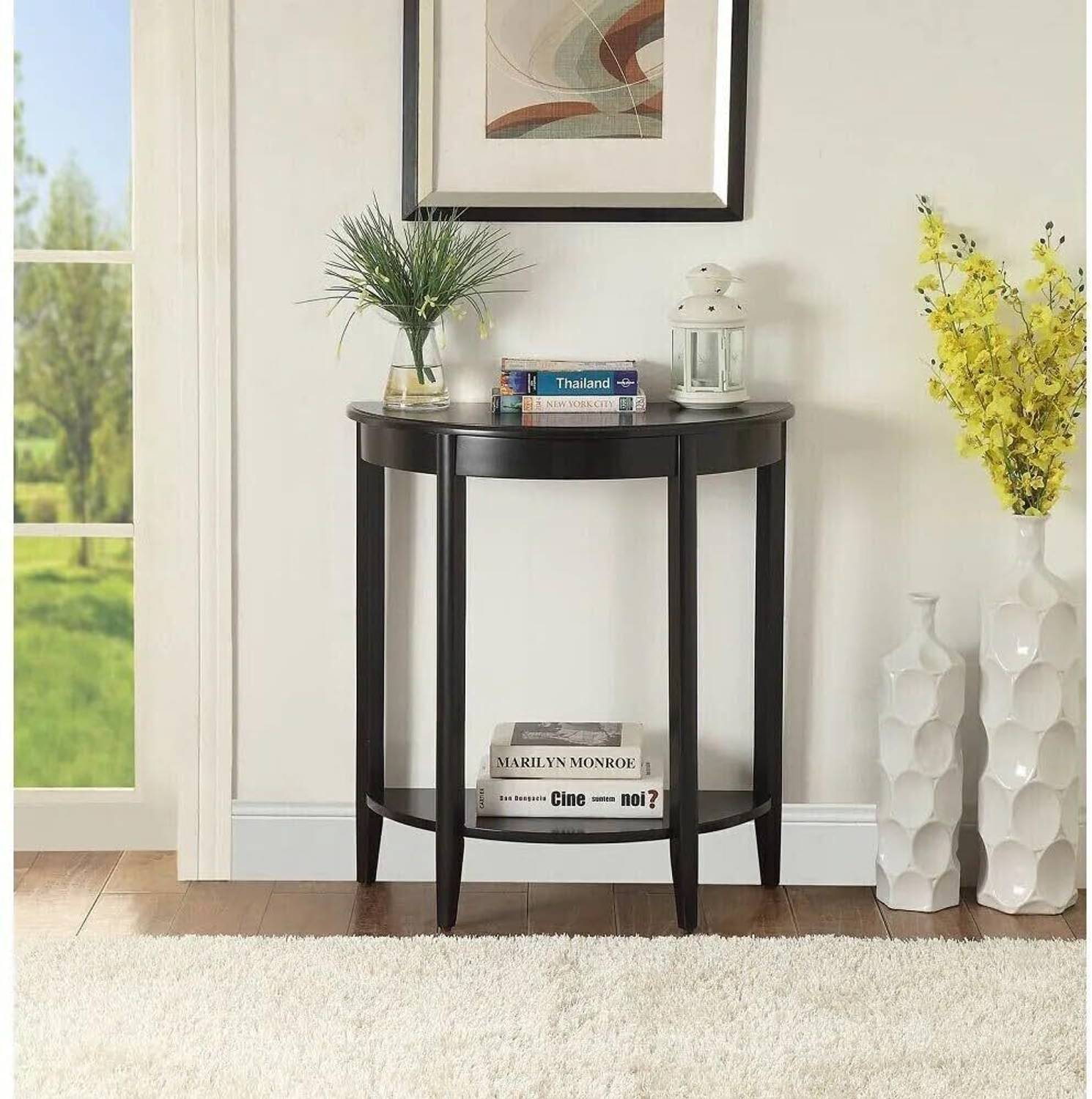 TRUE FURNITURE Contemporary End Table Bed Side Table Solid Wood