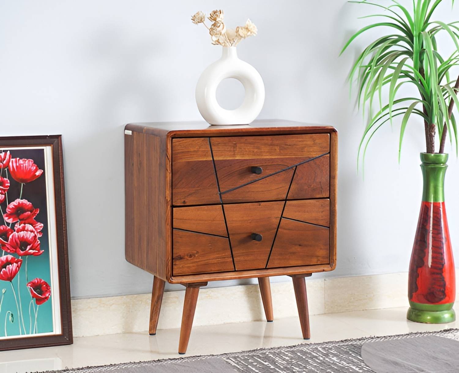 Jh Decore Solid Wood Side Table Wooden Bedside Corner Table S