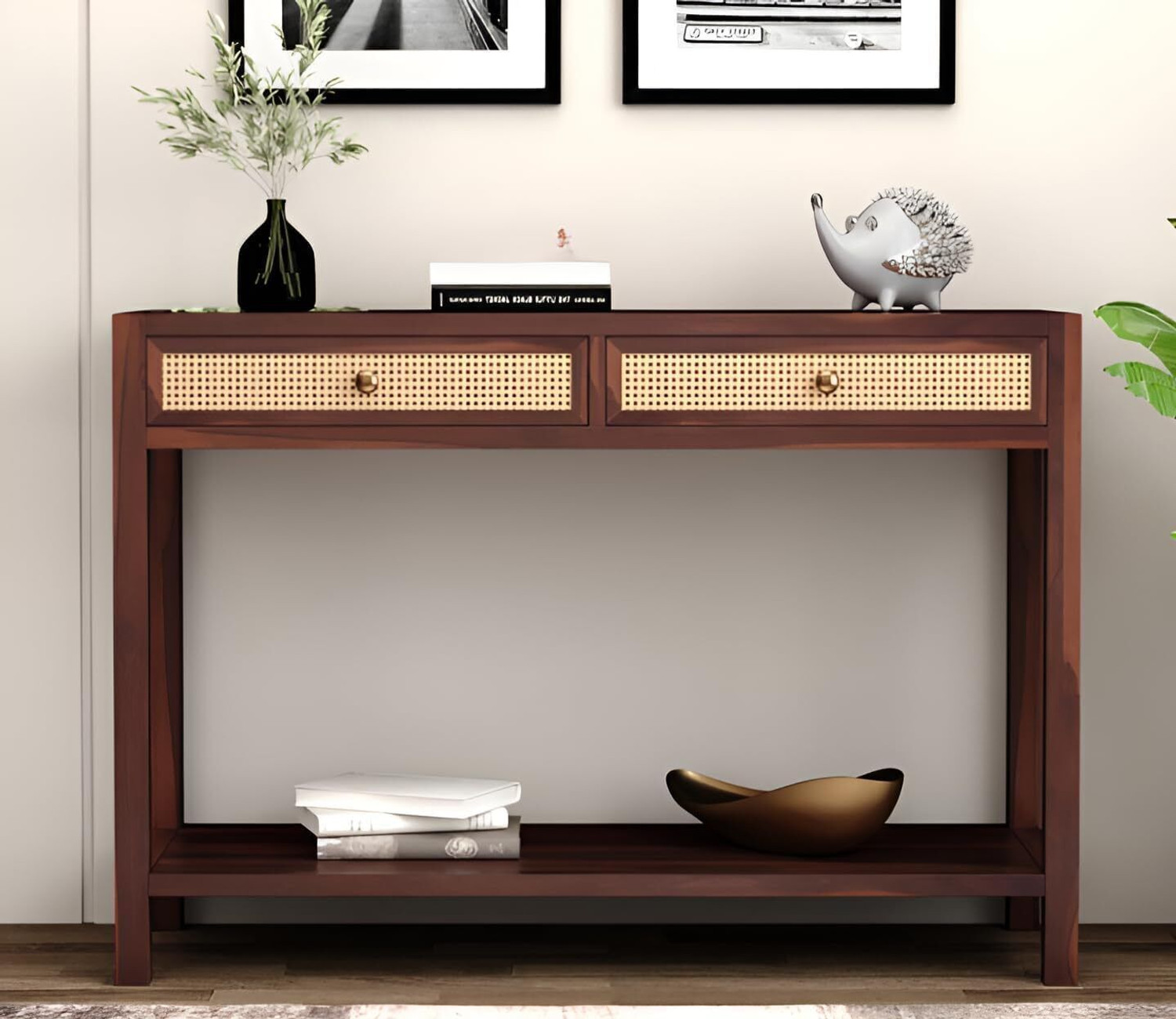Image of Tanishq Arts Solid Sheesham Wood Console Table for Living Room | Solid Wood Console Table