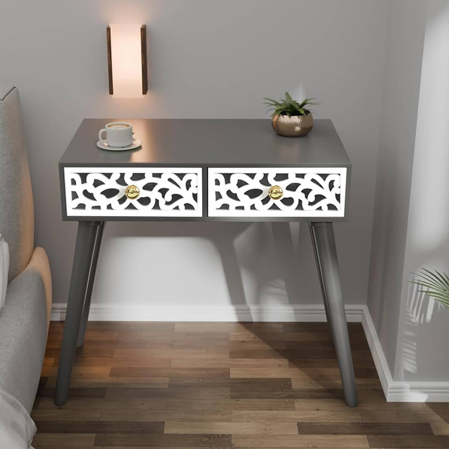 Device Bas with BROWN ART SHOPPEE End Table, Drawer for Bedroom,S