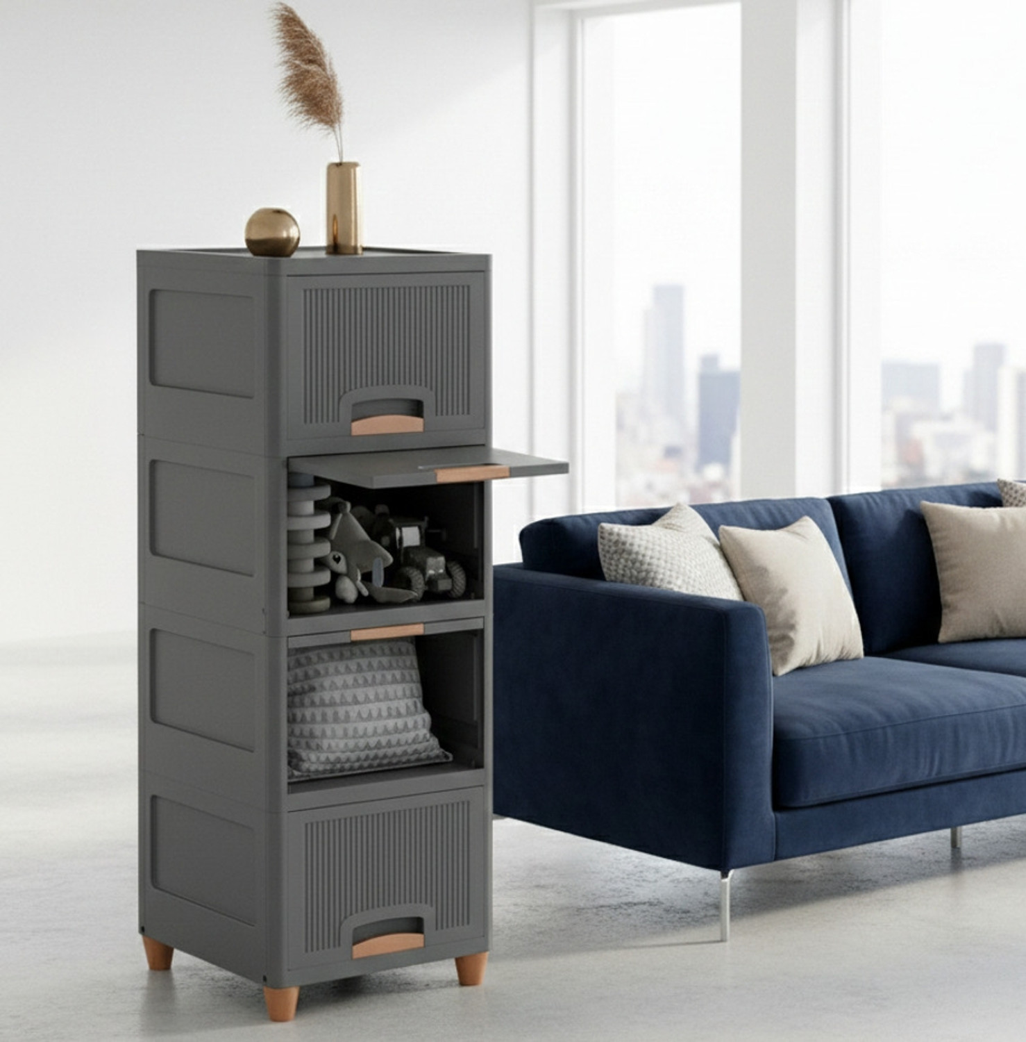 Image of MAXTID Multi Layer Cabinet | Premium Storage Drawer Unit For Home & Living Room Plastic Side Table