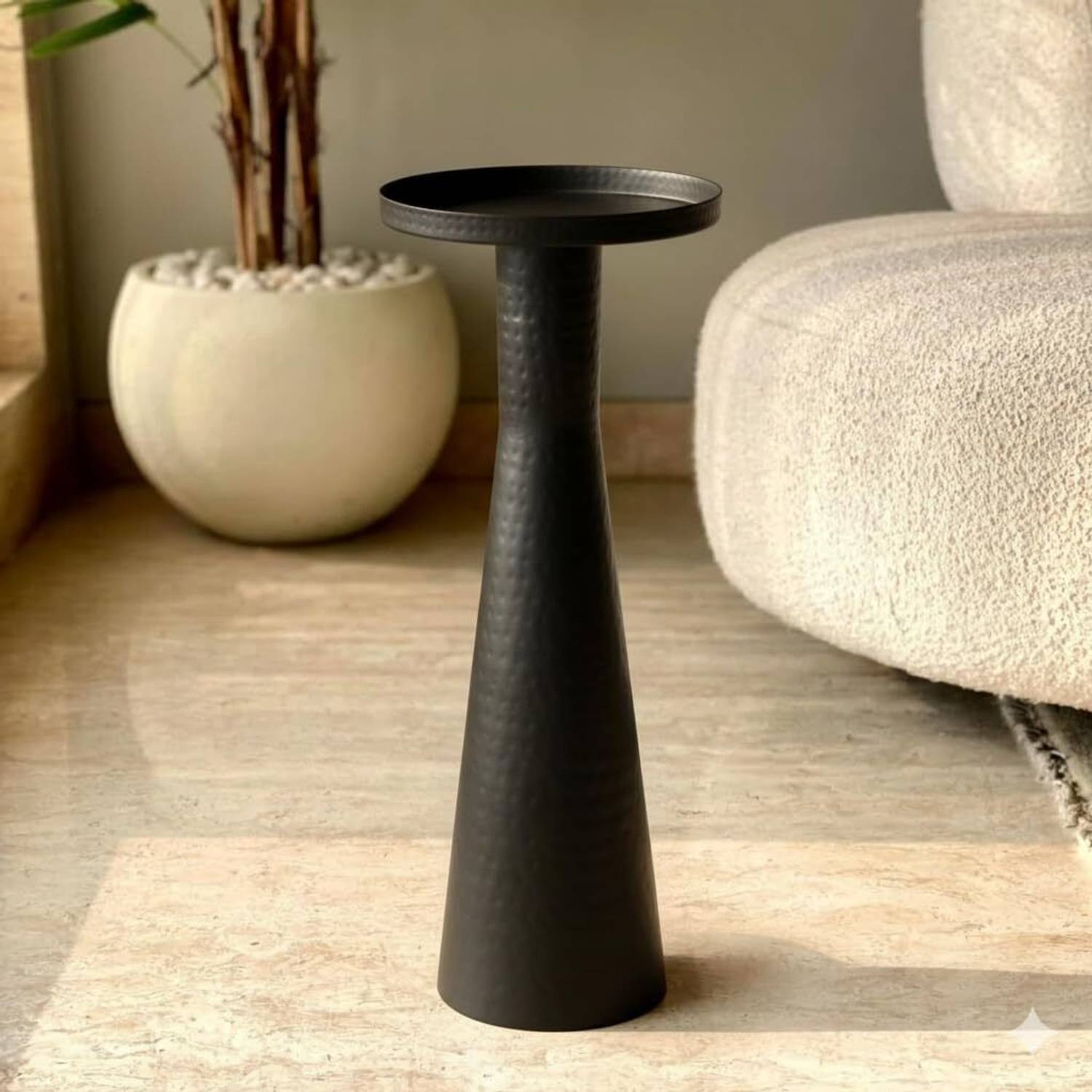 Accent Decora Accent Table with Hammered Finish Metal End Table (