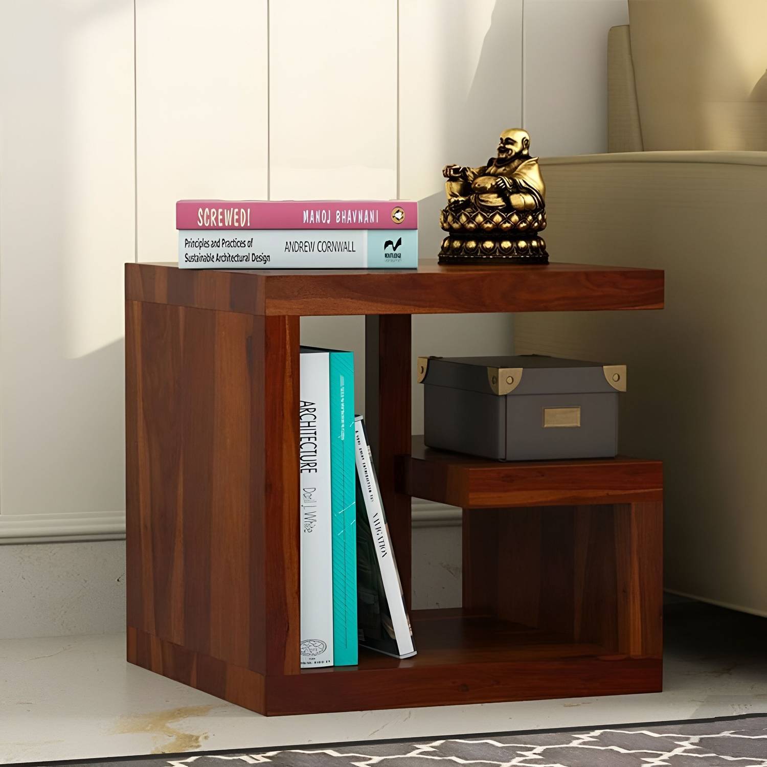 Jh Decore Solid Wood Side Table Wooden Bedside Corner Table S