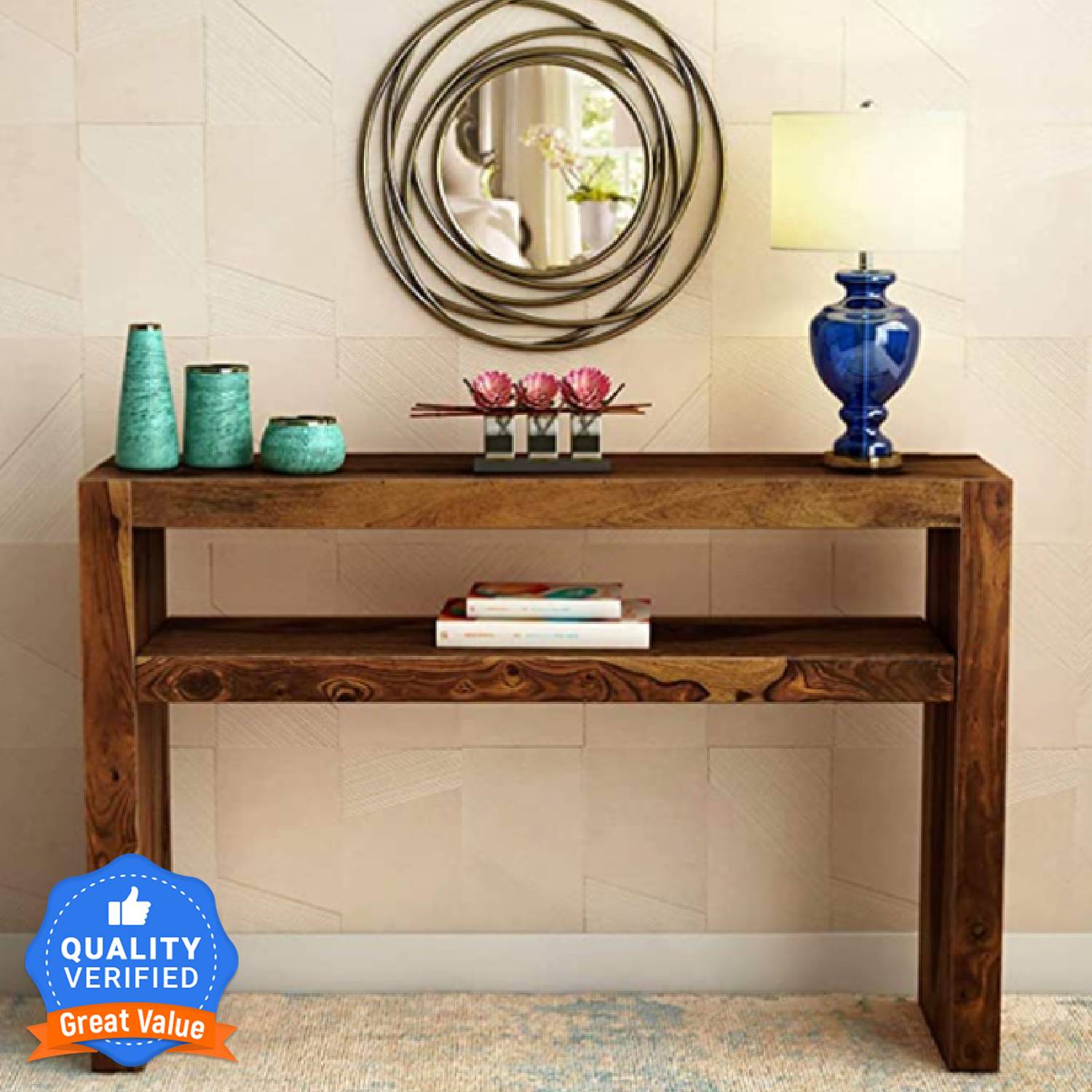 Douceur Furnitures Solid Sheesham Wood Side Table Set For Living