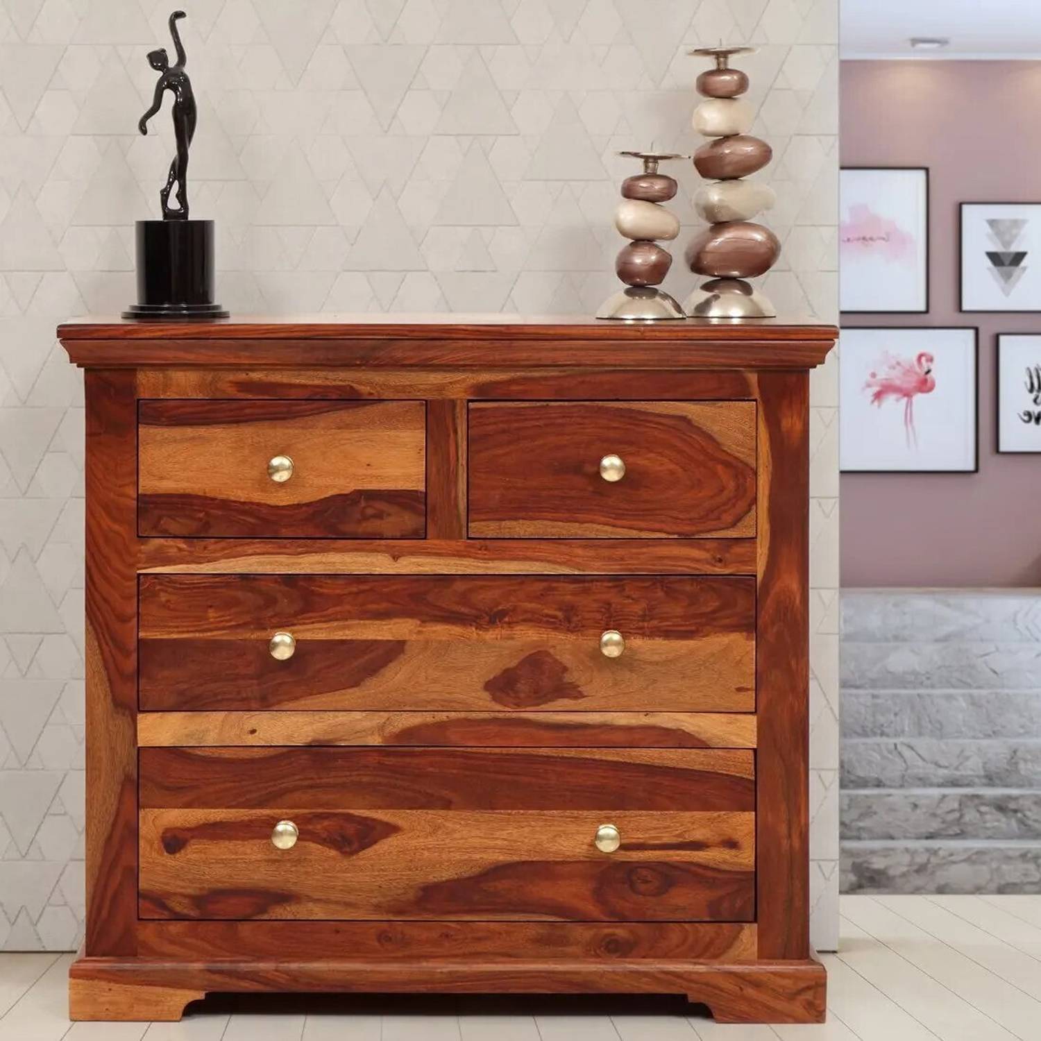 TRUE FURNITURE Contemporary End Table Bed Side Table Solid Wood