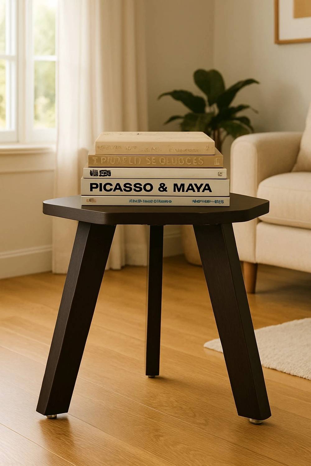 sbf furniture Mini Hexagonal Side Table, 30 cm, Matte Finish Engi
