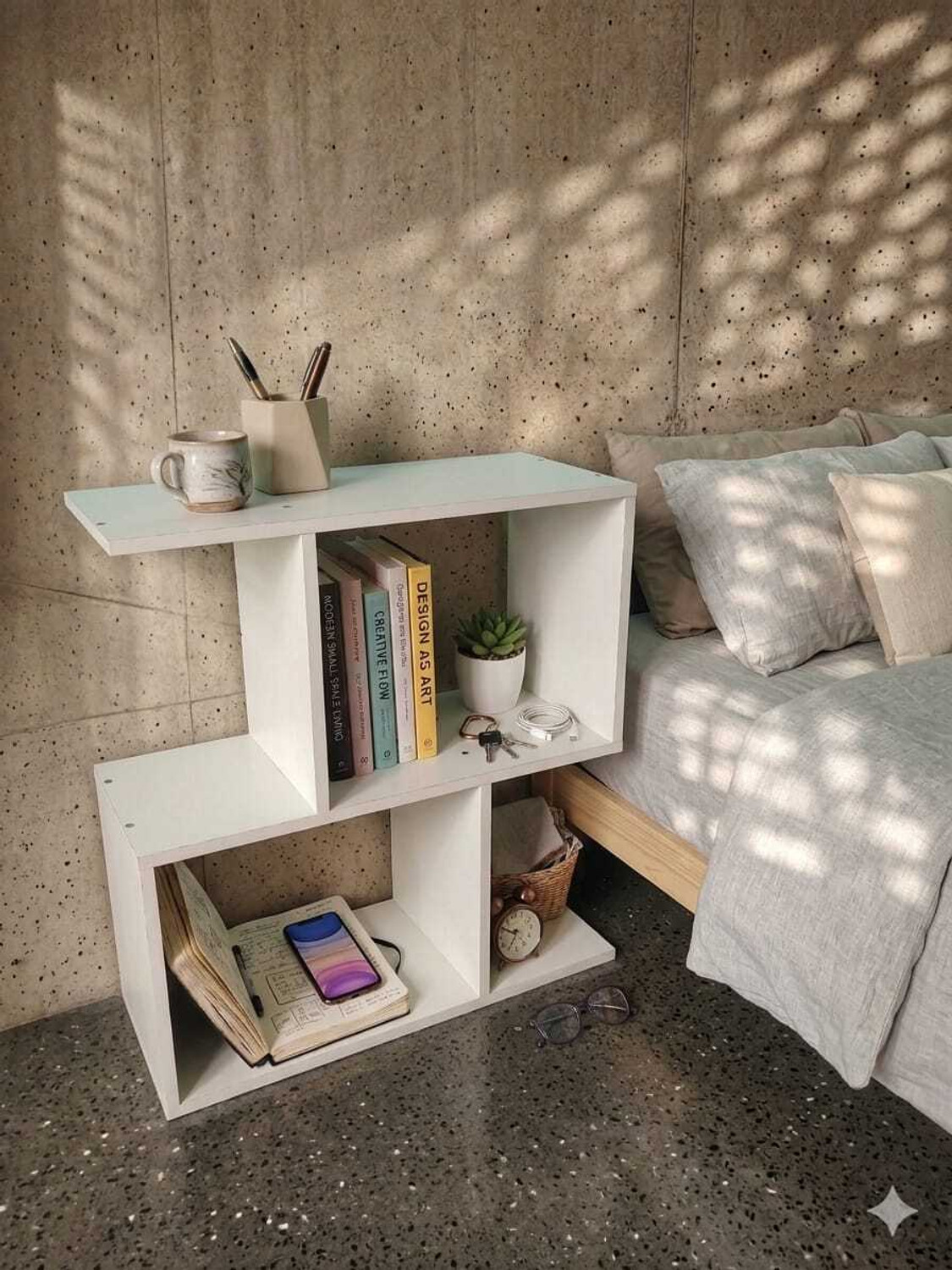 Image of Shivi Aanaya Enterprises ST02(White) Engineered Wood Bedside Table