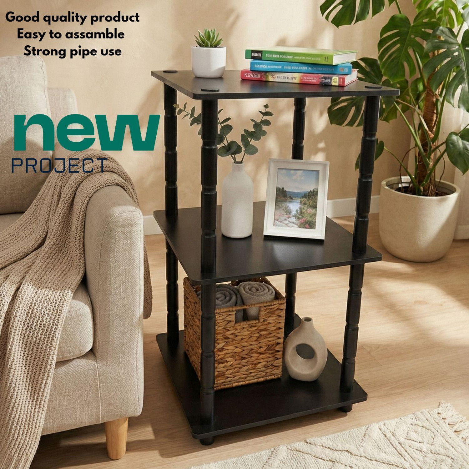 Image of APGgroup 3 tier square wenge Engineered Wood Corner Table