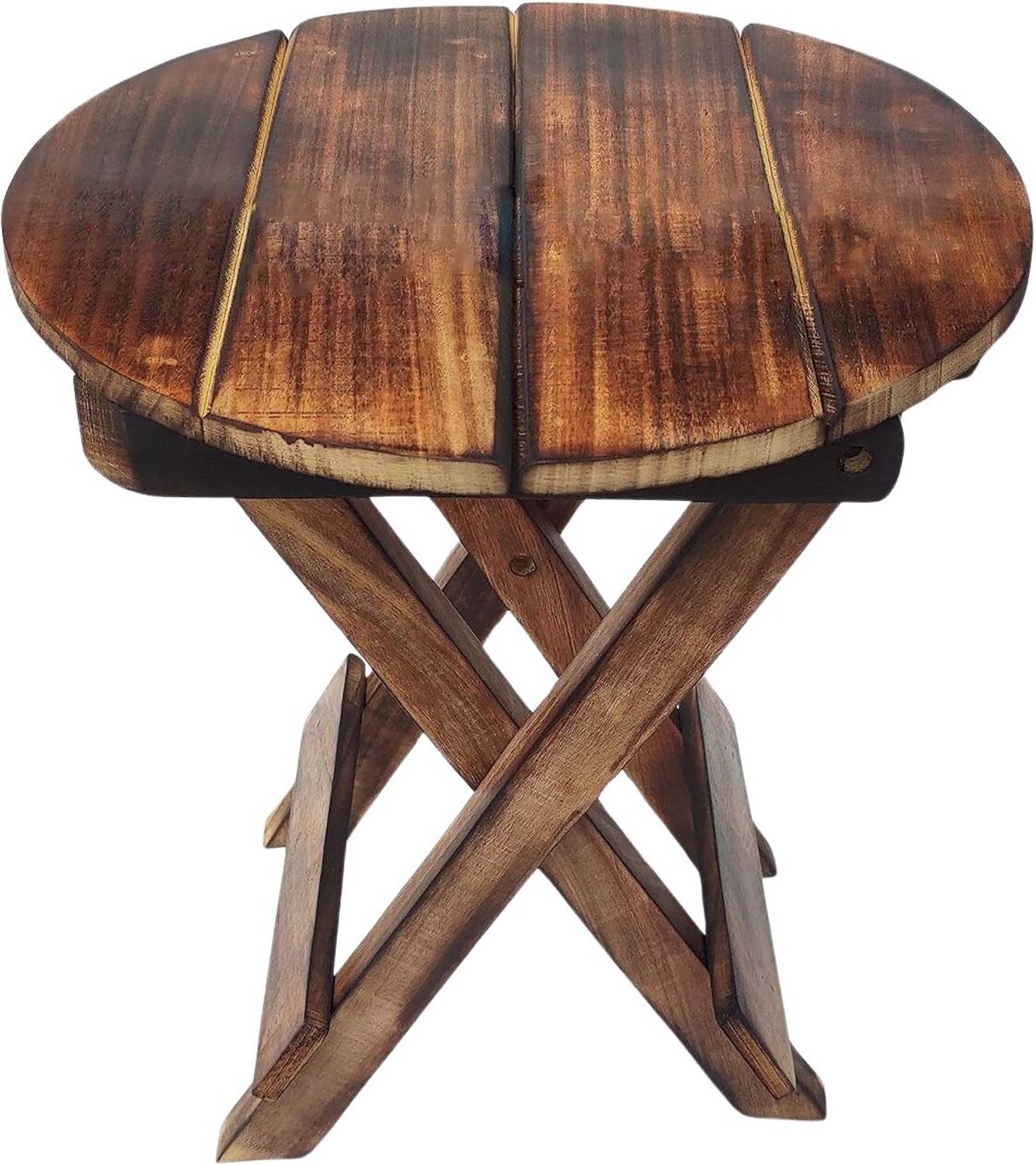 VDIX Handmade Wooden Outdoor Natural Brown Foldable Table Round 1