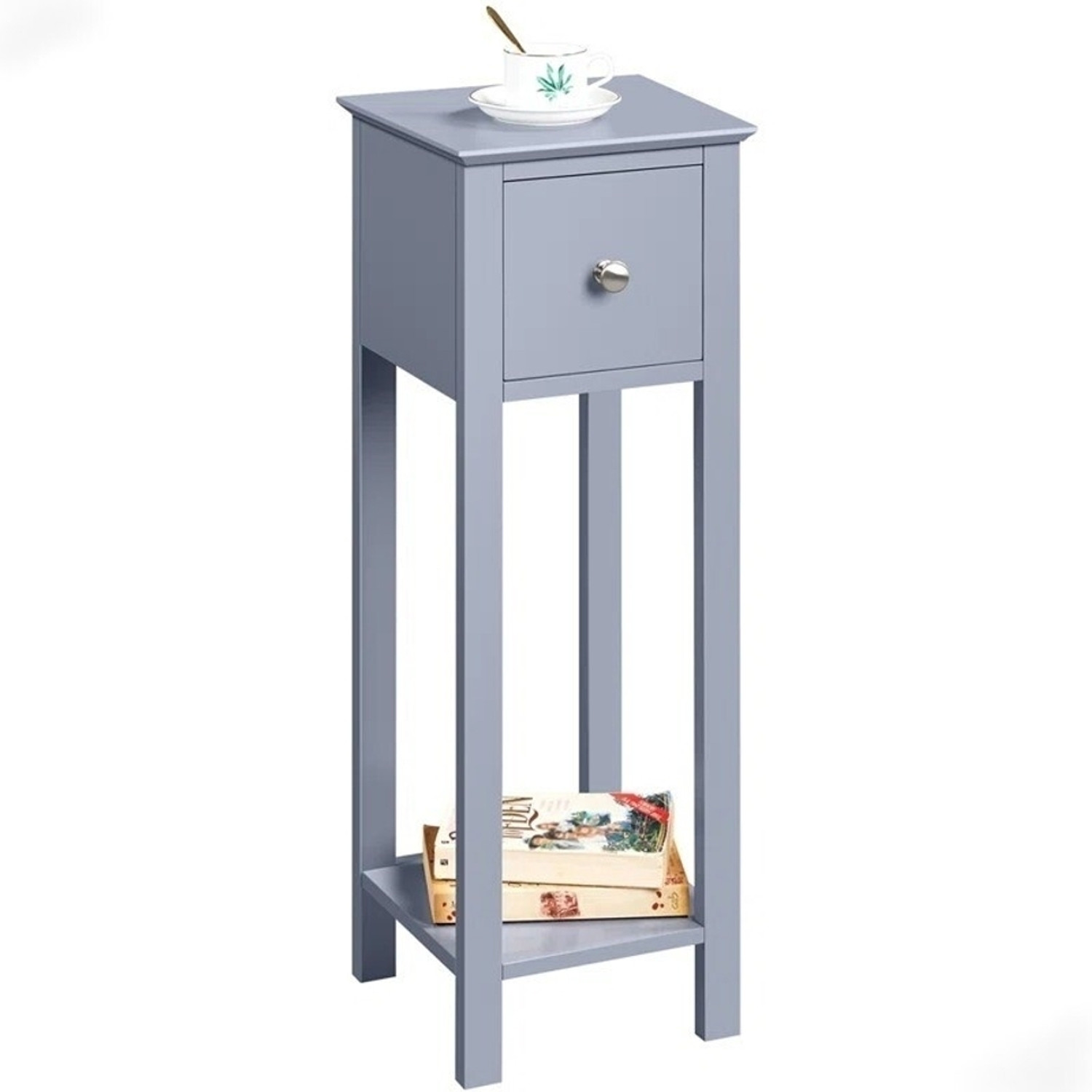 Image of UNITEK FURNITURE Astapor Bedside Table With Drawer Storage End Tables Night Stand Solid Wood Bedside Table