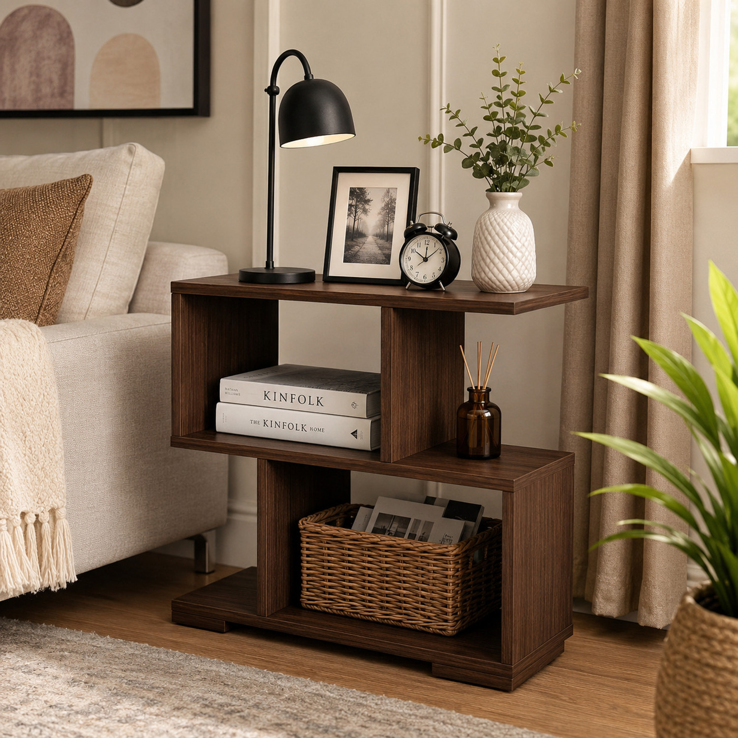 Image of takme Wooden Bedside Table | Modern Bedside Table For Bedrooms Engineered Wood Bedside Table