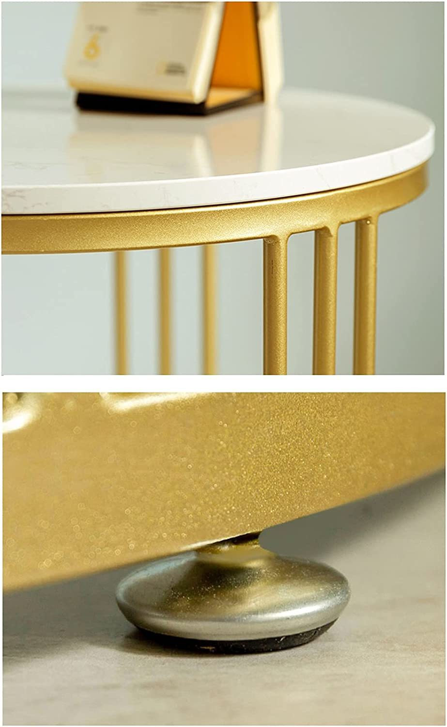 Image of Smarts collection Round Sofa Side Table, End Tables Corner Table Living Room(Golden-White) Metal Side Table