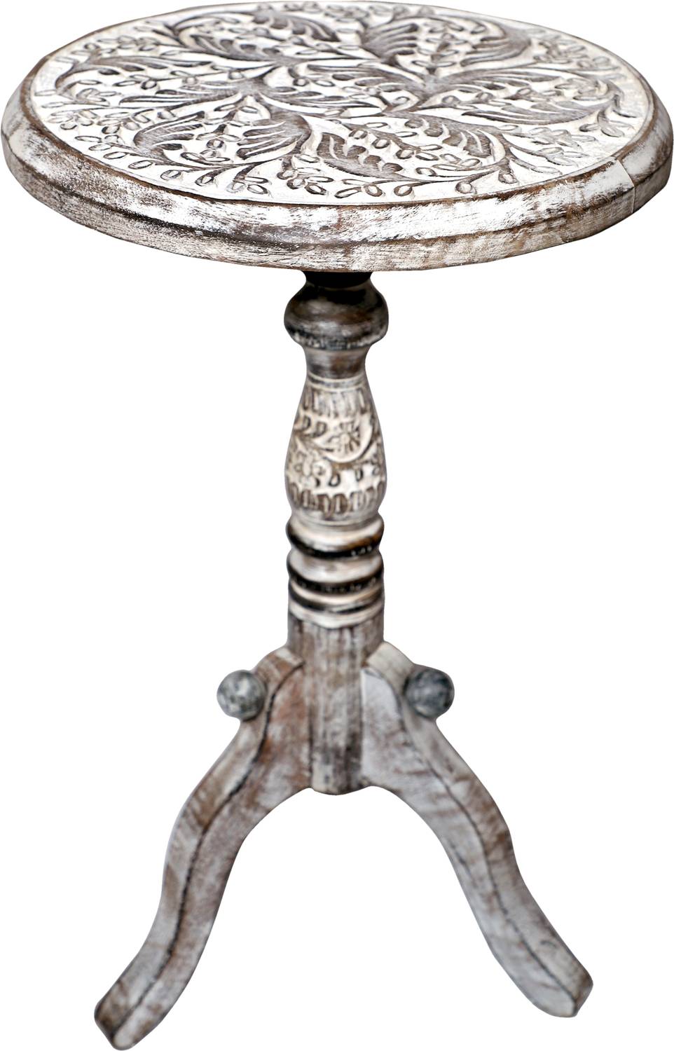 Decorhand Mango Wood Beautiful Carved Side Table Solid Wood Side
