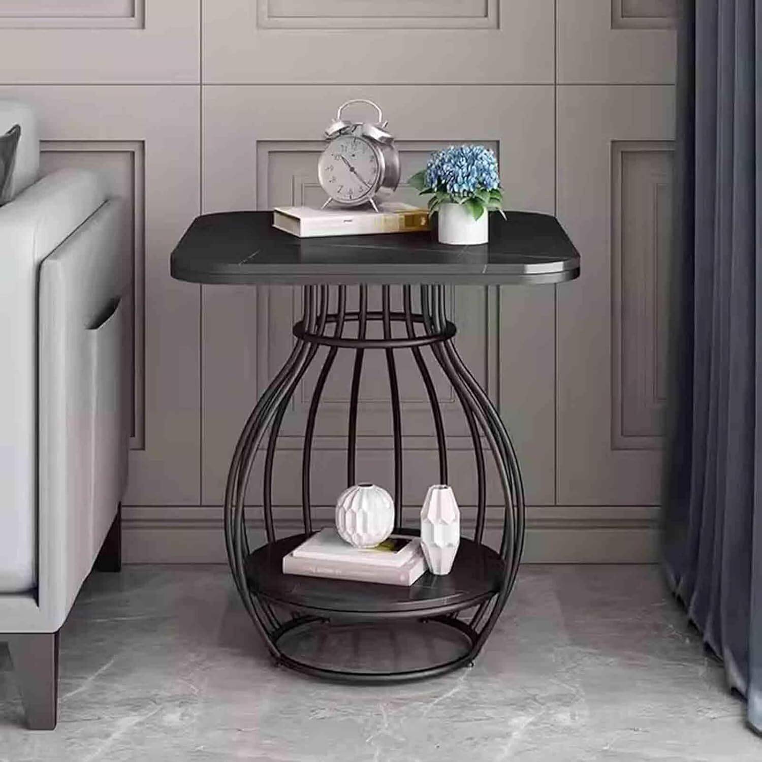 CROWN ART SHOPPEE Modern Hourglass Metal Side Table Metal Side Ta