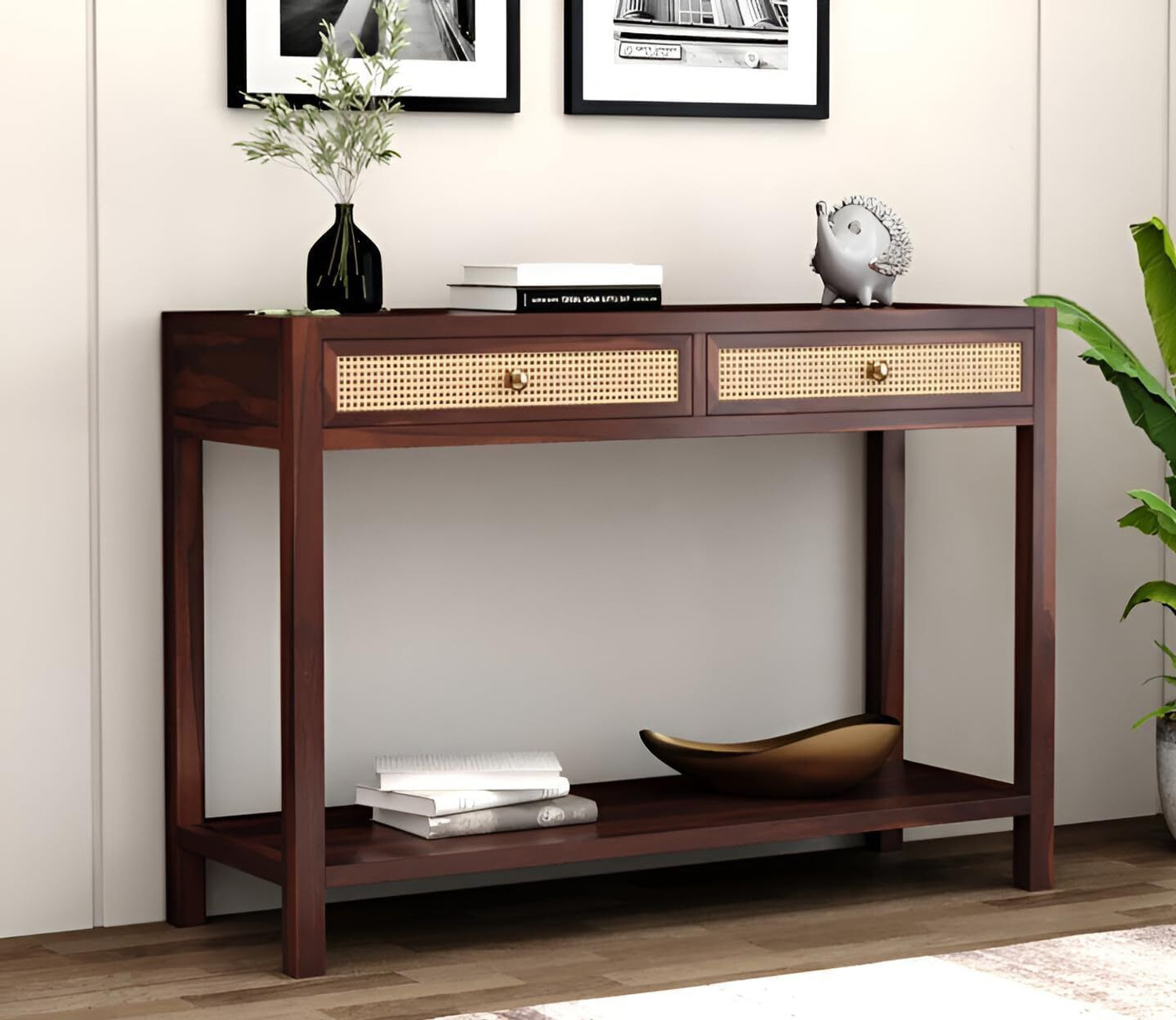 Image of Tanishq Arts Solid Sheesham Wood Console Table for Living Room | Solid Wood Console Table