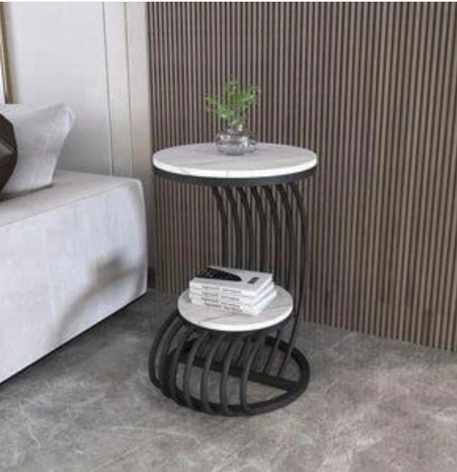 Image of Unique Arts Shoppee Unique Arts Gleaming Iron Haven: A Stylish Metal Side Table for Modern Spaces Metal Corner Table