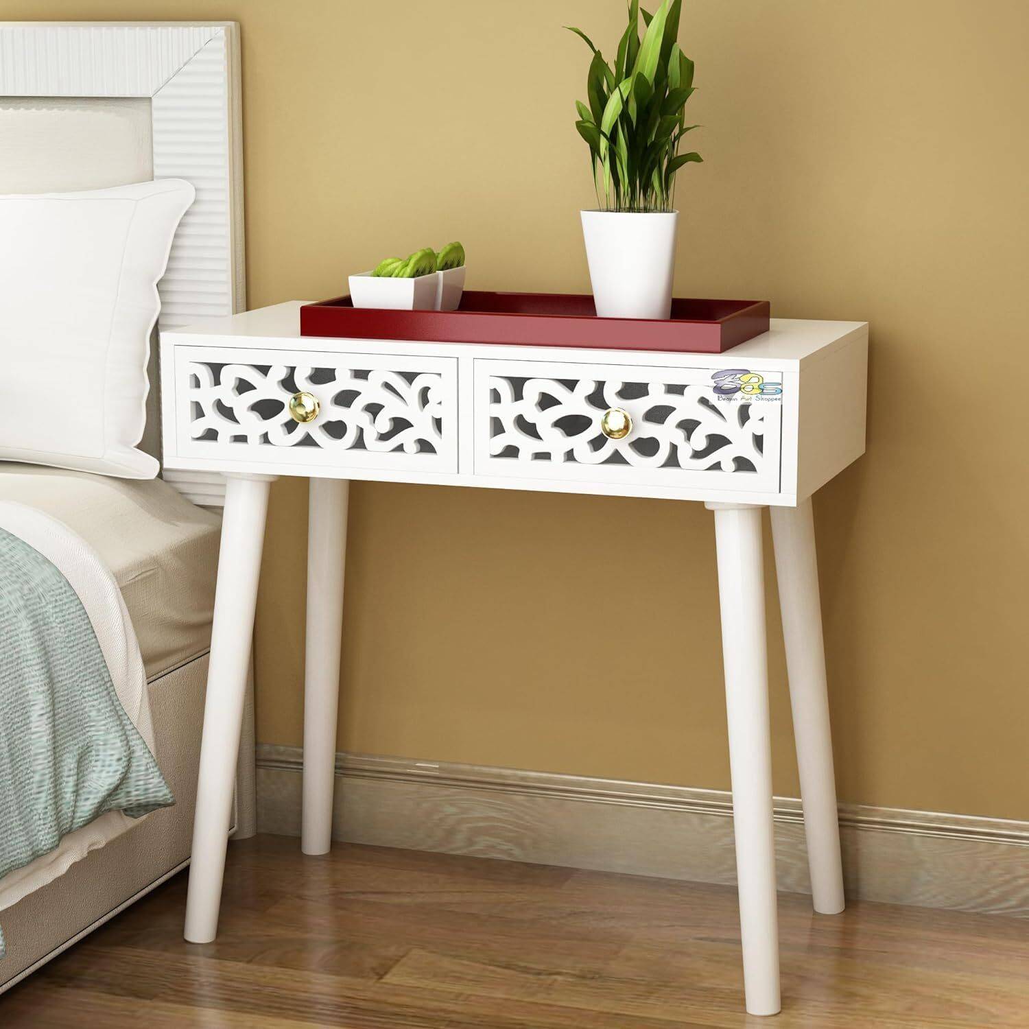 Device Bas with BROWN ART SHOPPEE End Table, Drawer for Bedroom,S