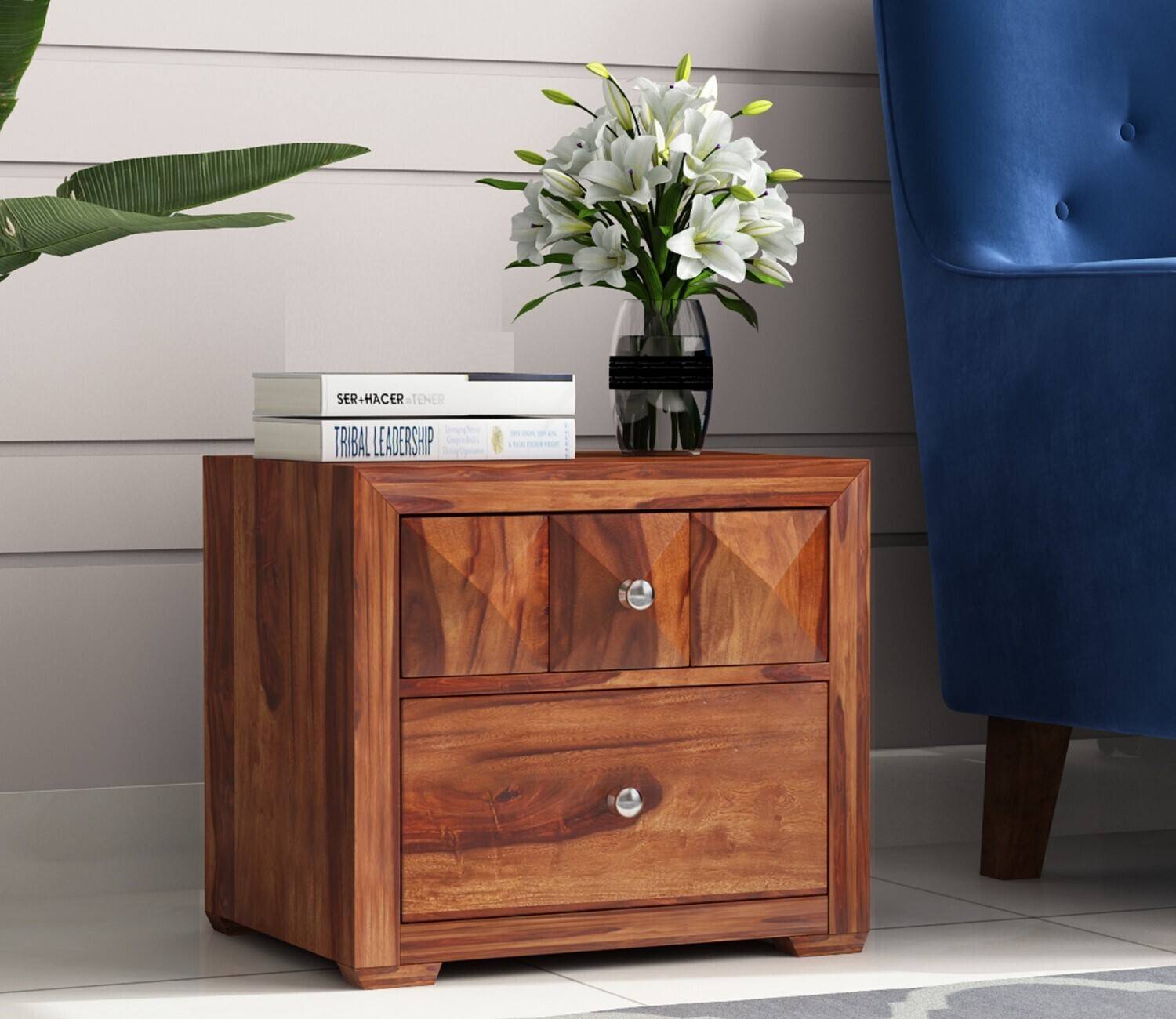 Allie Wood Rosewood ( Sheesham ) Solid Wood Bedside Table (Finish