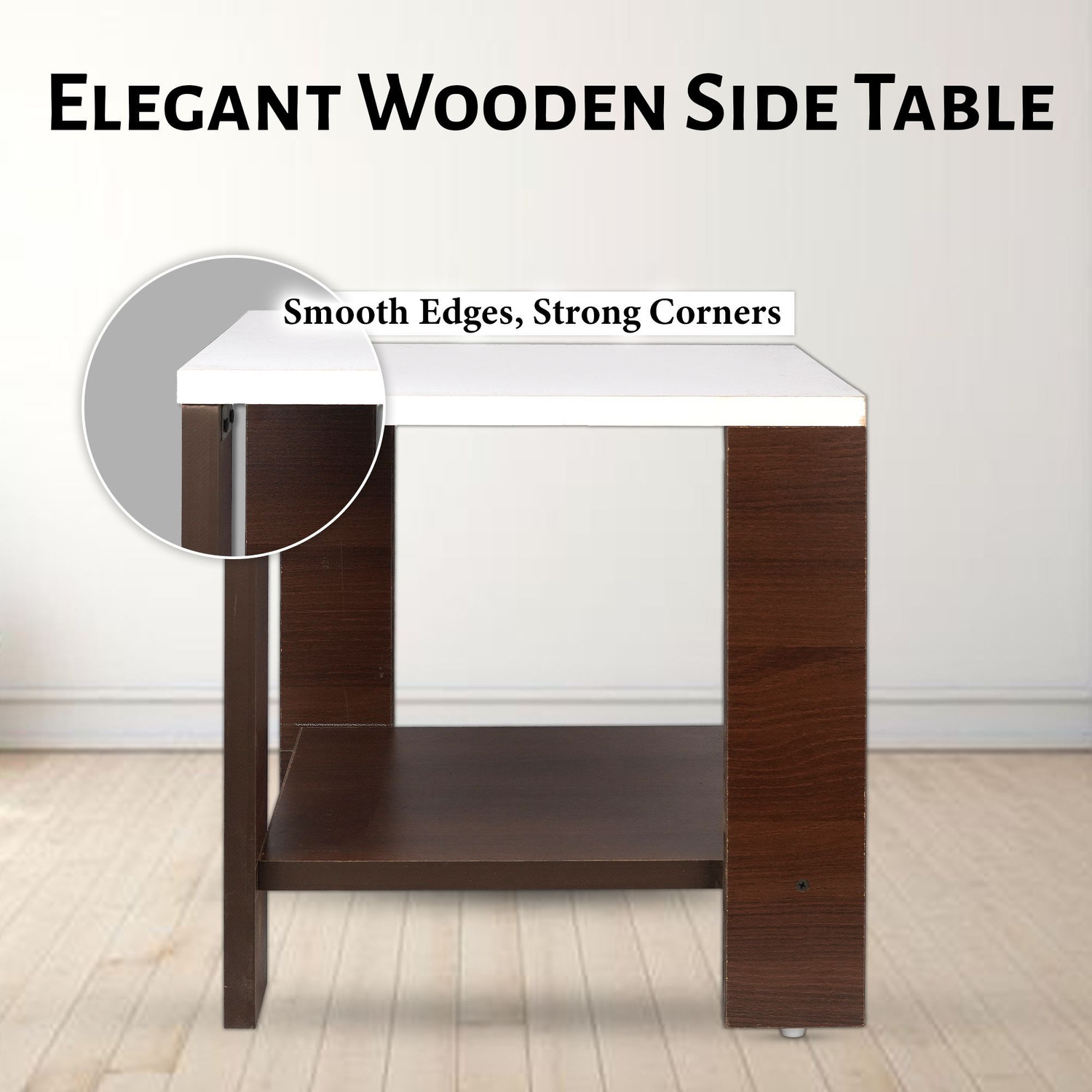 Image of Flipkart Perfect Homes Studio Modern Wooden Side Table | Engineered Wood | Open Shelf | Home & Office Use Engineered Wood Side Table (Finish Color - BROWN&WHITE, DIY(Do-It-Yourself))