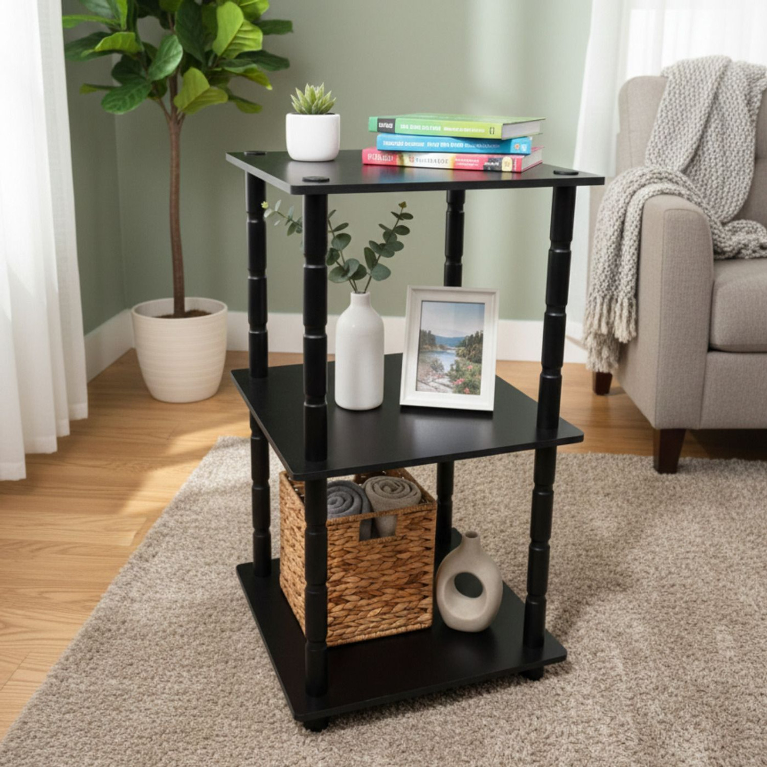 Image of APGgroup 3 tier square wenge Engineered Wood Corner Table