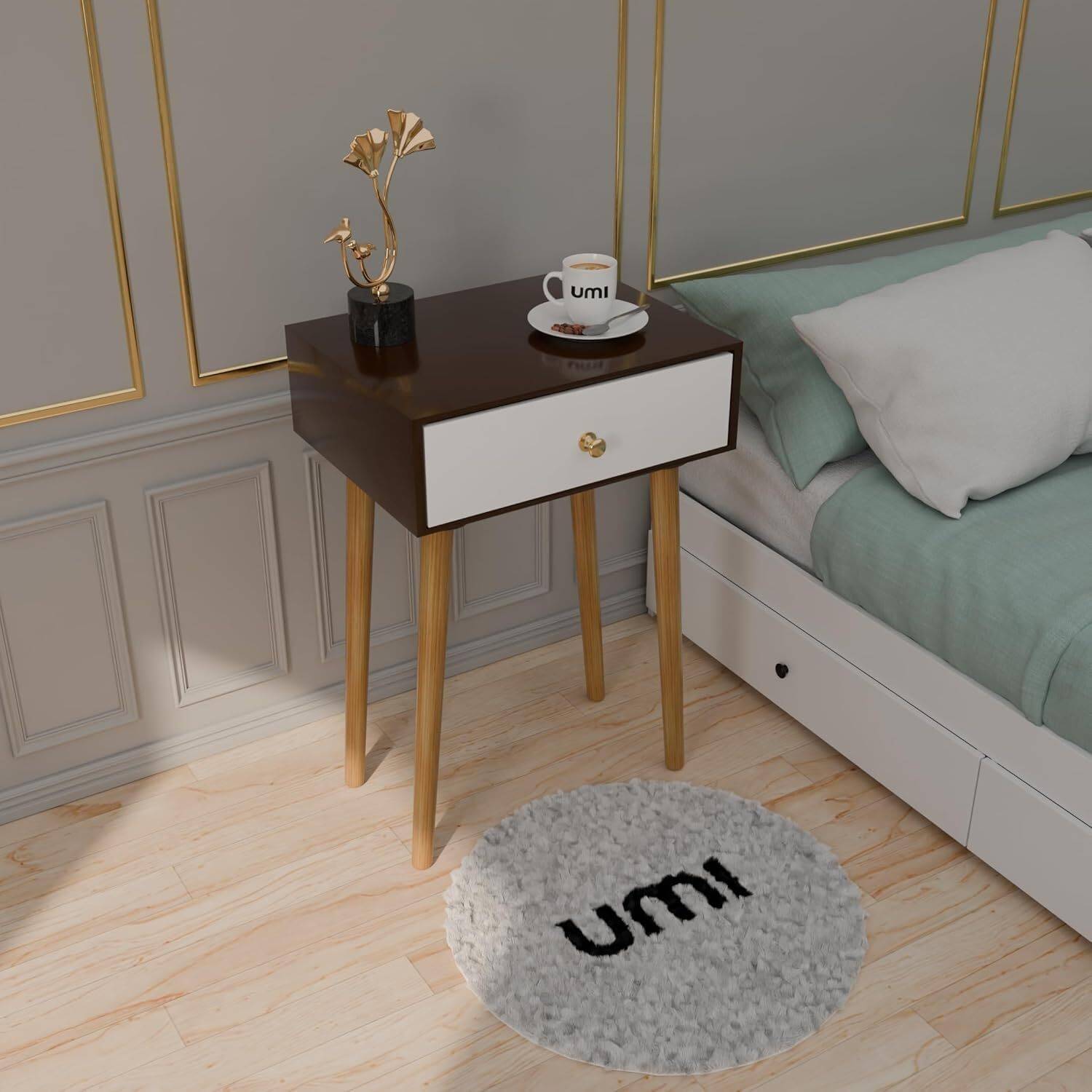 etiquette art Engineered Wood Side Table (Finish Color - Natural,