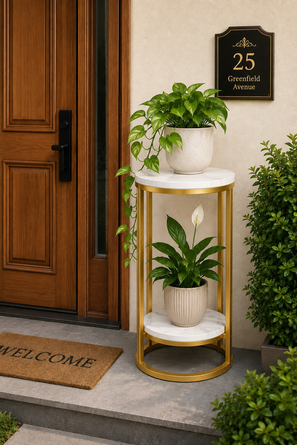 Image of A K Traders Modern Faux Marble Top Bedside Table End Table Engineered Wood Side Table Solid Wood Side Table