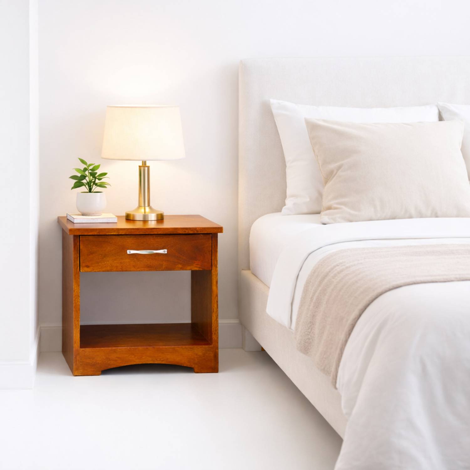 TRUE FURNITURE Bed Side Table for Bedroom with Drawer Side Table