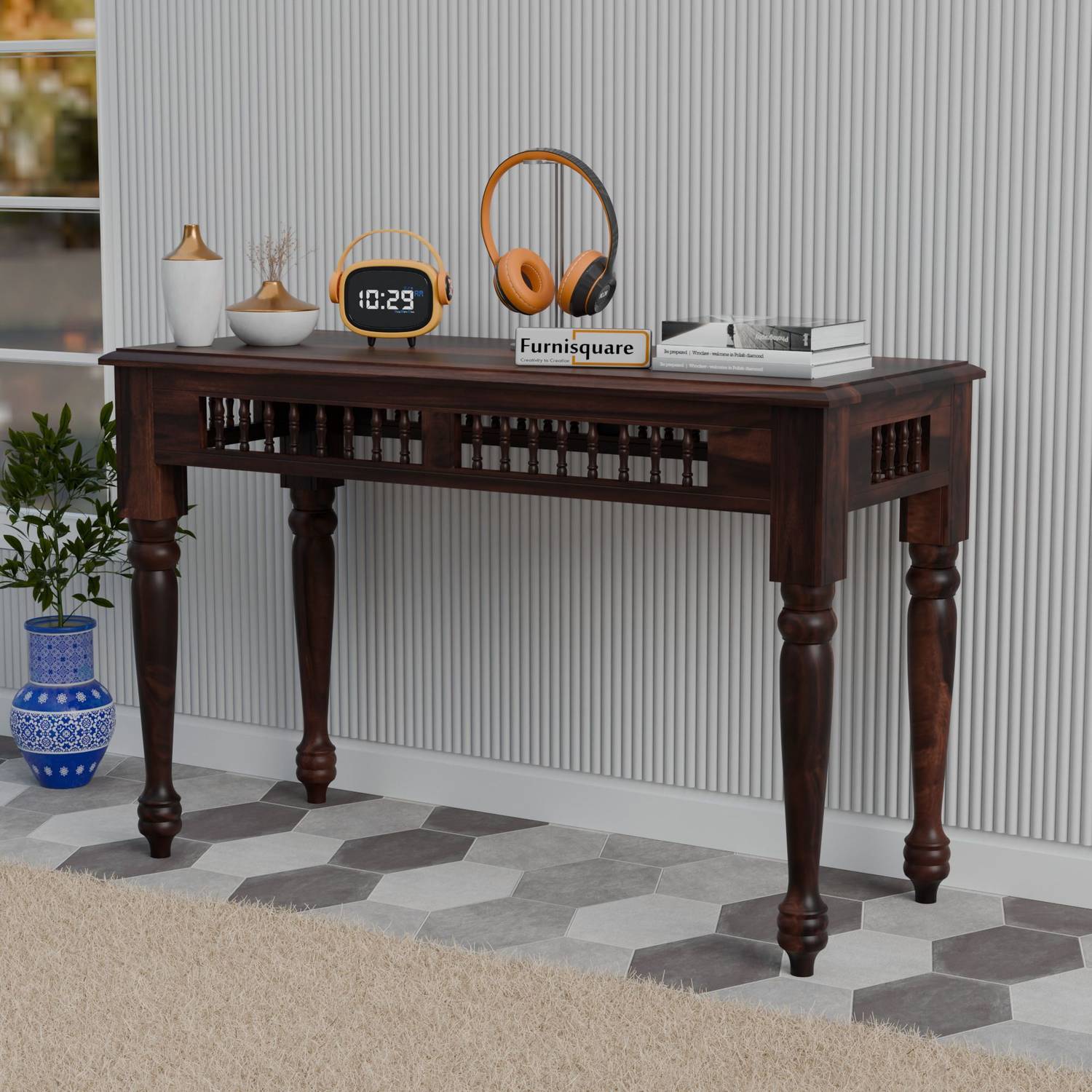 FURNISQUARE Premium Solid Wood Console Table for Living Room Entr