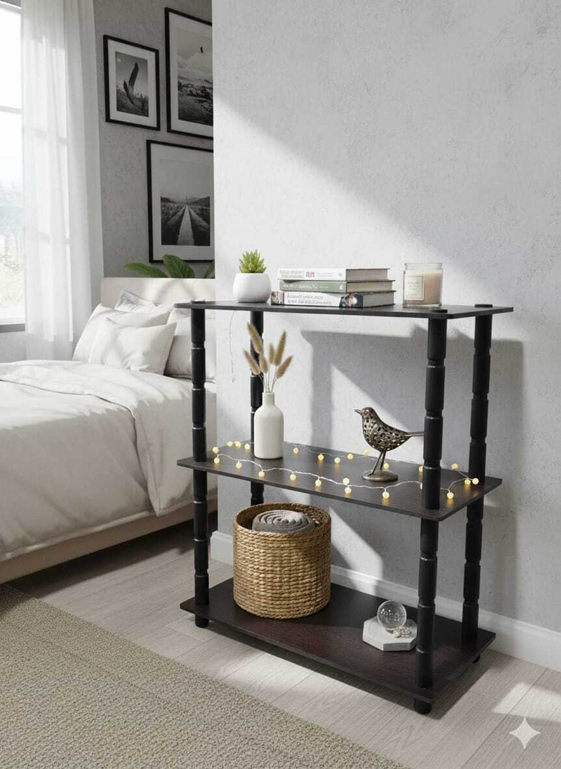 Image of APGgroup 3-Tier Wooden Shelf Unit | Wenge Finish Engineered Wood Side Table