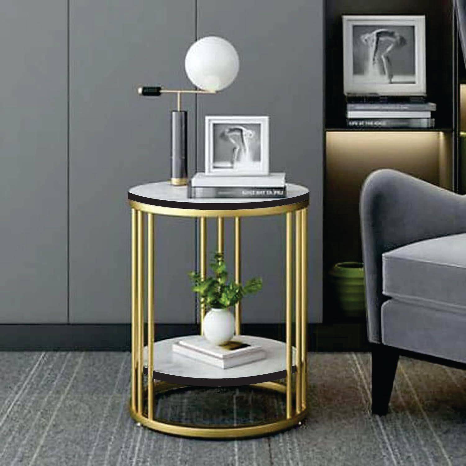 Royal handicraftss Metal Console Table (Finish Color - WHITE GOLD