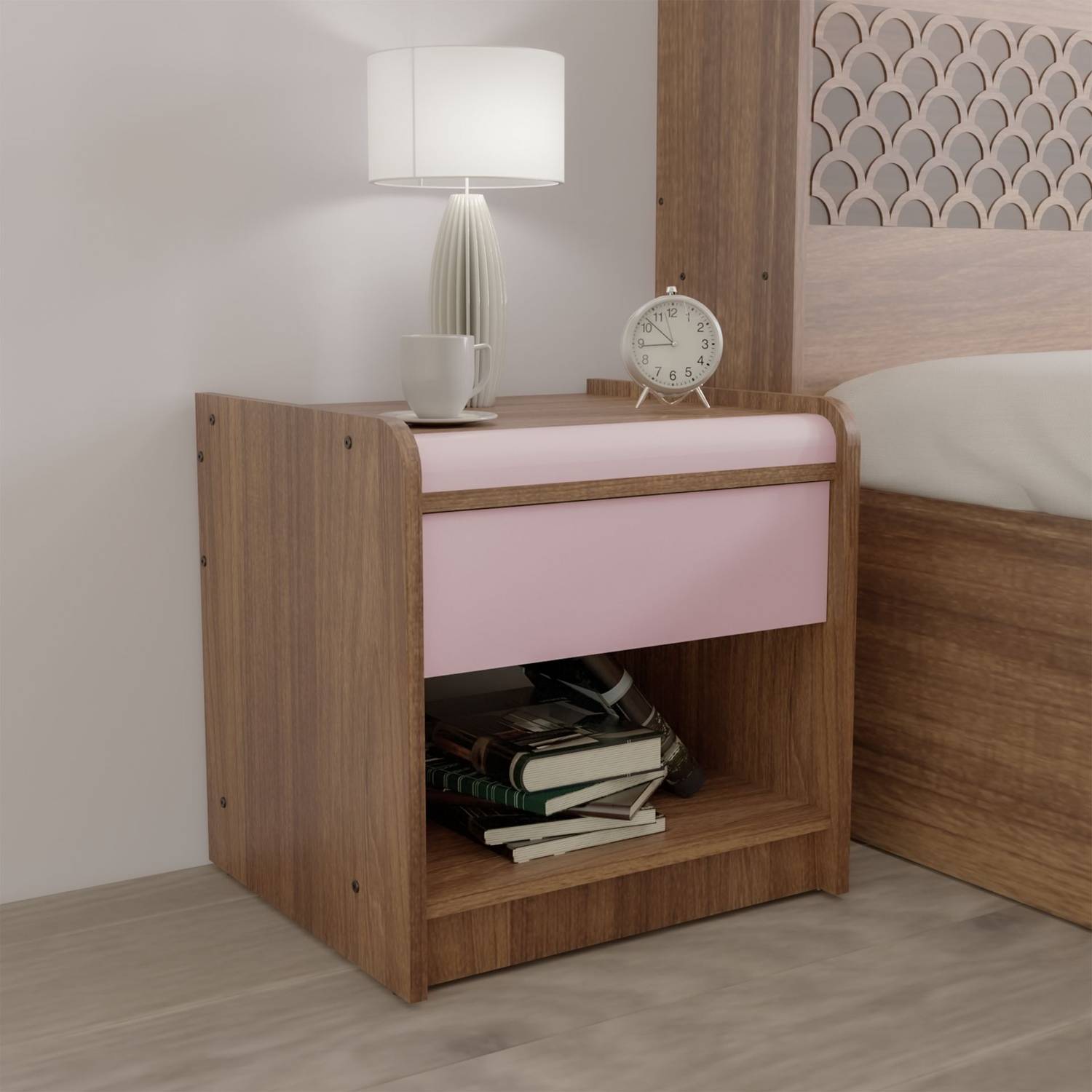 NEUDOT LIXO BST Engineered Wood Bedside Table (Finish Color - TEA