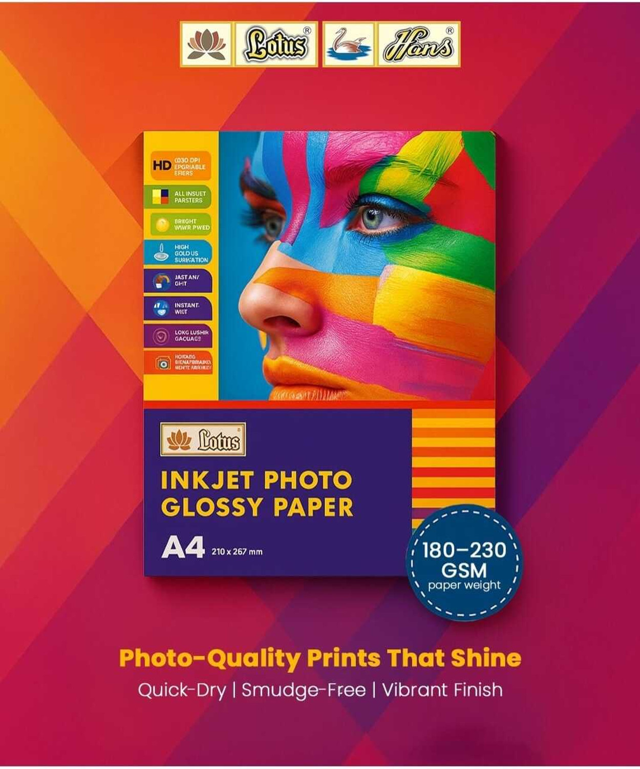 Image of LOTUS STATIONERY PHOTO GLOSSY PLAIN A4 180 gsm Photo Paper