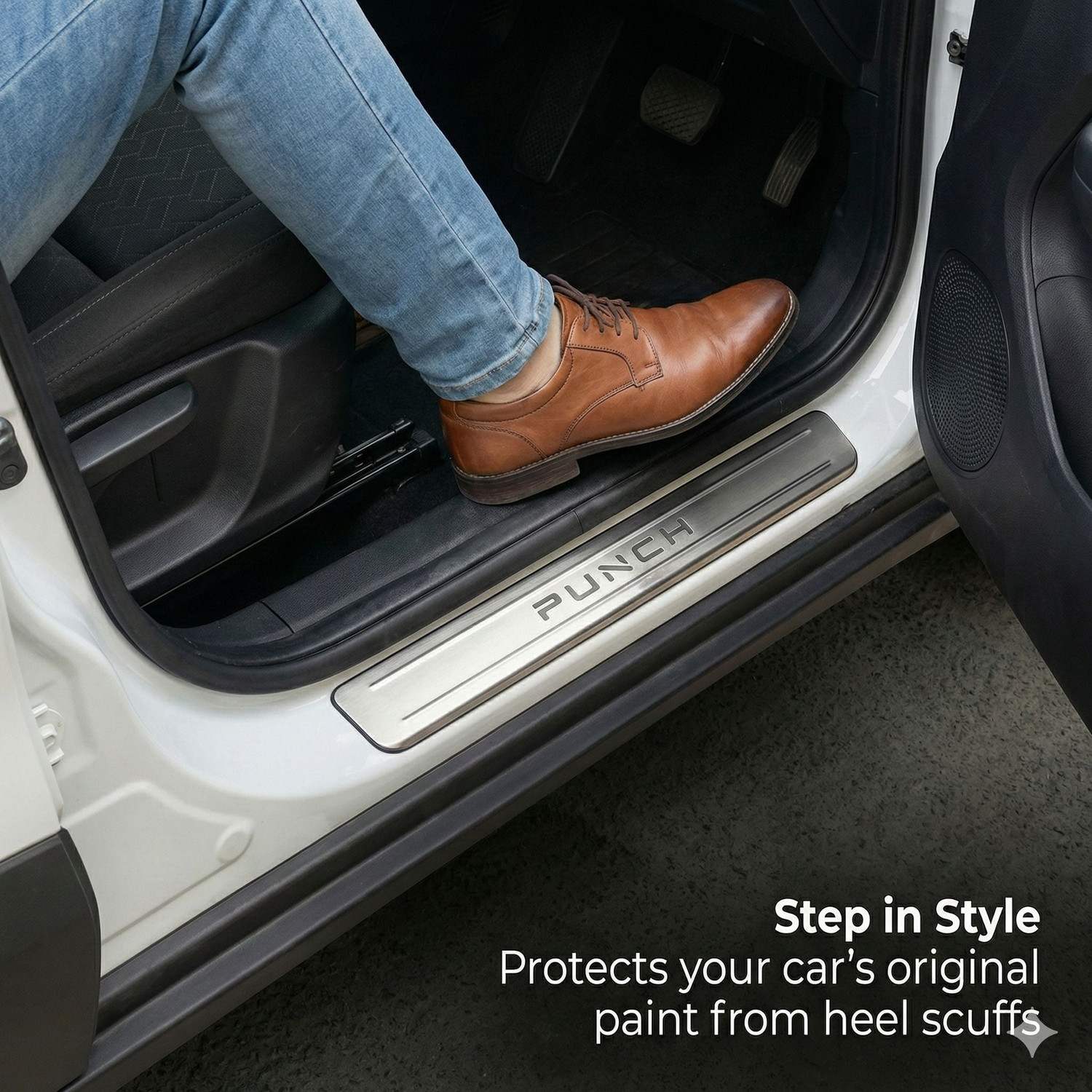 Image of Galio Car Footsteps /Sill Guard Stainless Steel Scuff Plate for Punch - Door Sill Plate