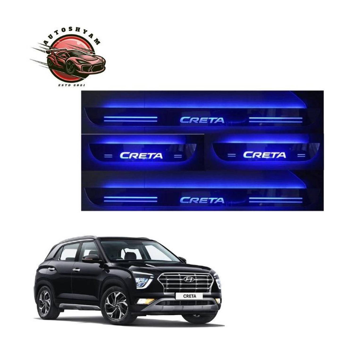 AUTOSHYAM Creta car door foot step led sill plate Door Sill Plate Door Sill Plate
