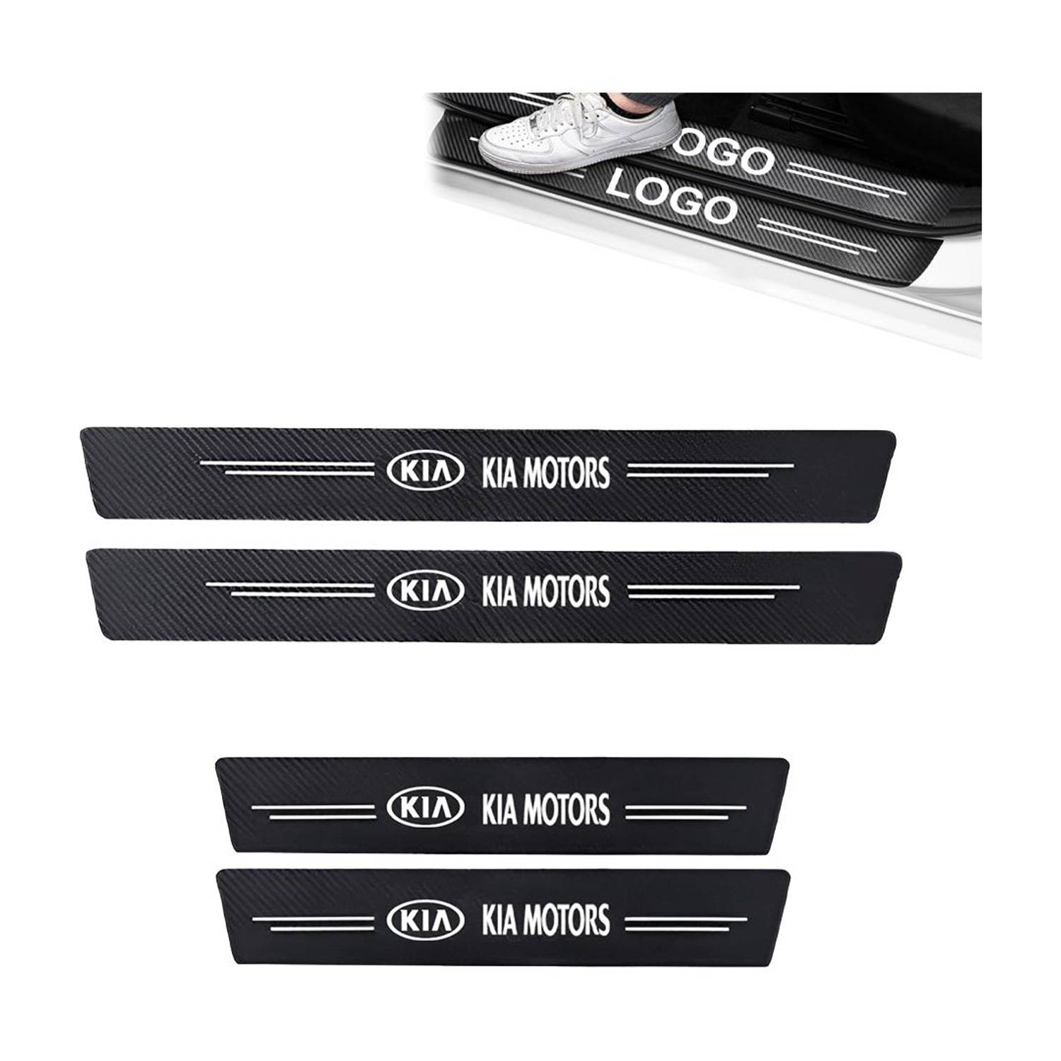 brainle 4PCS Protective Carbon Fiber Car Door Sill Steps Covers Scratch Pad (For-KI-AA) Door Sill Plate