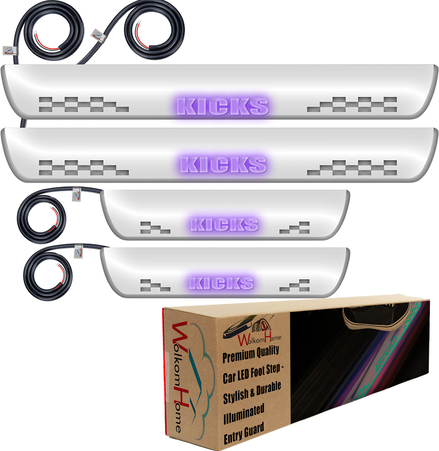 Image of WolkomHome car Door Foot Step led sill Plate Illuminated Door Protector Step Light Fs64 Door Sill Plate