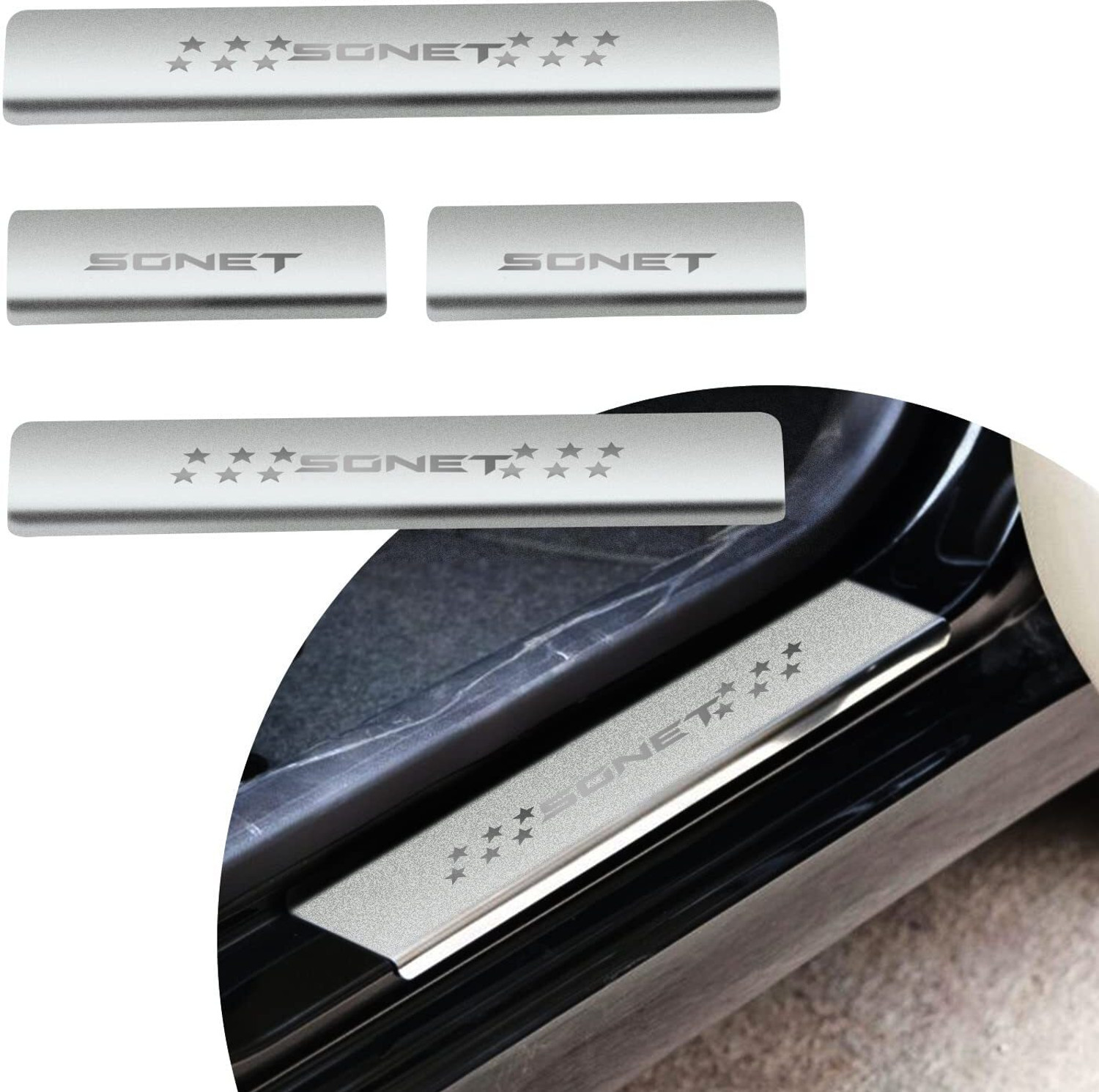 Image of CARXTREME Kia Sonet Foot Step Compatible For All Models (4 Pcs) Door Sill Plate