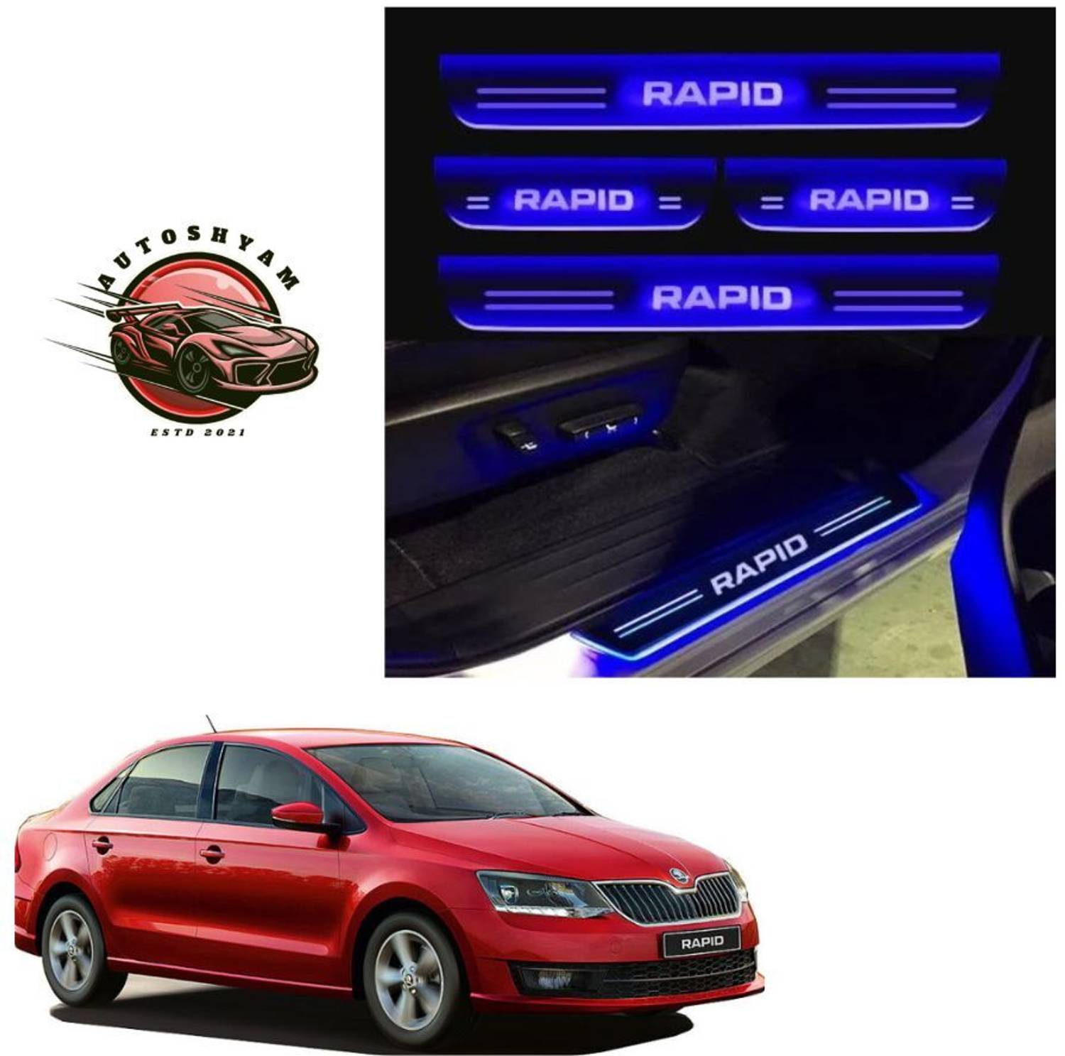 AUTOSHYAM Rapid car door foot step led sill plate Door Sill Plate Door Sill Plate