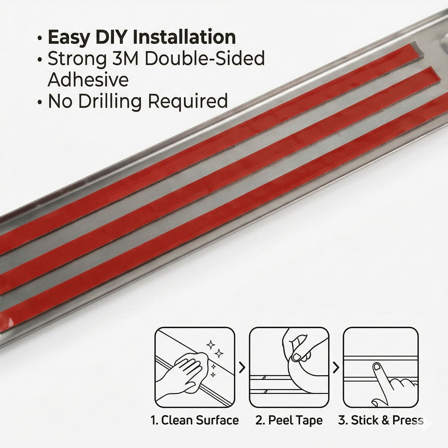 Image of Galio Car Footsteps /Sill Guard Stainless Steel Scuff Plate for Punch - Door Sill Plate