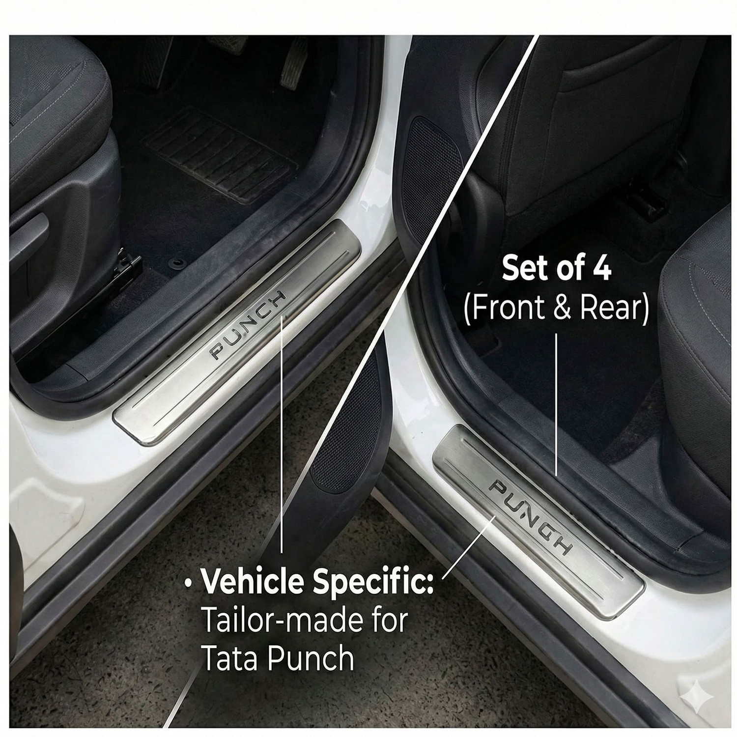 Image of Galio Car Footsteps /Sill Guard Stainless Steel Scuff Plate for Punch - Door Sill Plate